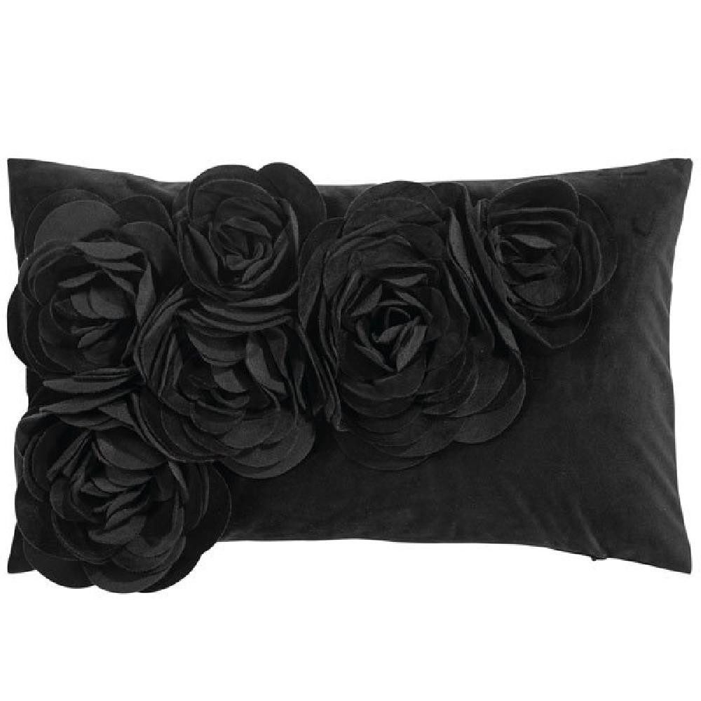 PAD Dekoobjekt Kissenhülle Samt Floral Schwarz günstig online kaufen