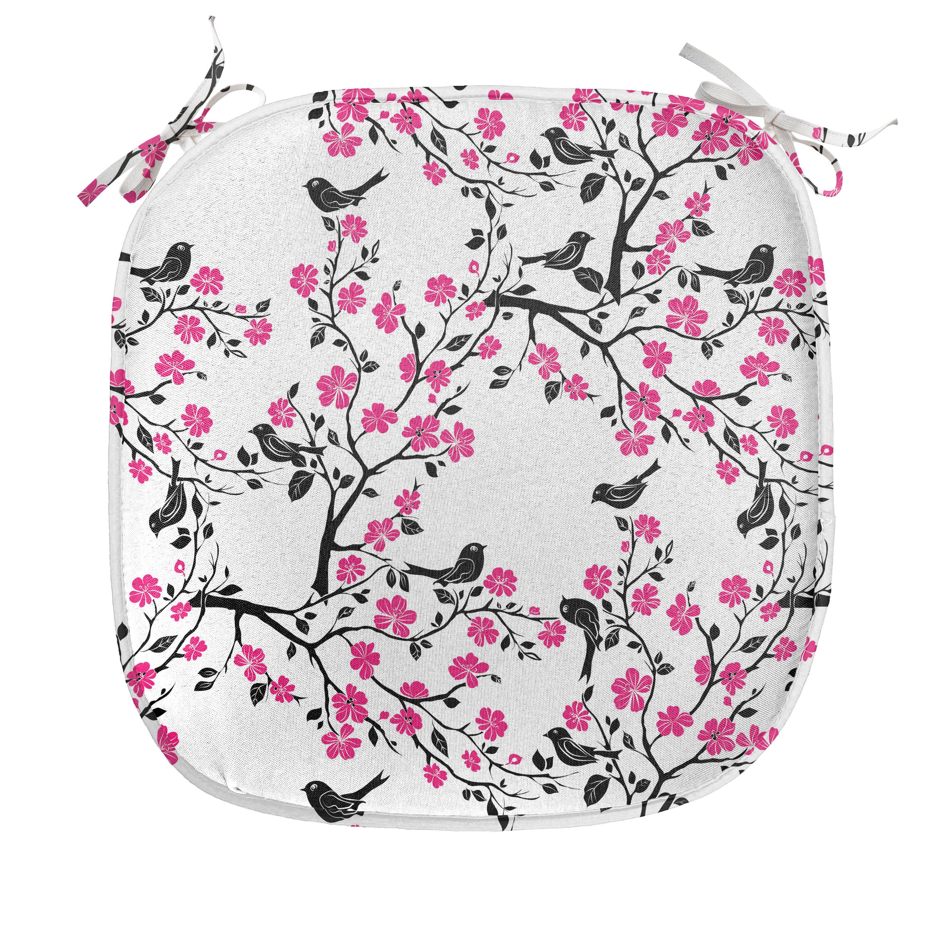 Kirschblüte Sakura-Baum-Vogel für wasserfestes Abakuhaus Riemen Stuhlkissen Dekoratives mit Kissen Küchensitze,
