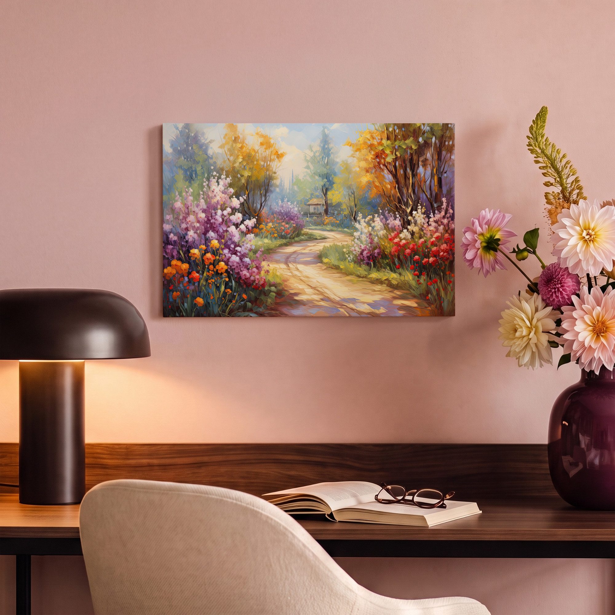 OneMillionCanvasses® Leinwandbild Blumen - Bäume - Kunst - Aquarell, Fotodruck (1 St), Leinwand Canvas Wandbild, Wanddekoration 20x30 cm – Bild 4 von 5