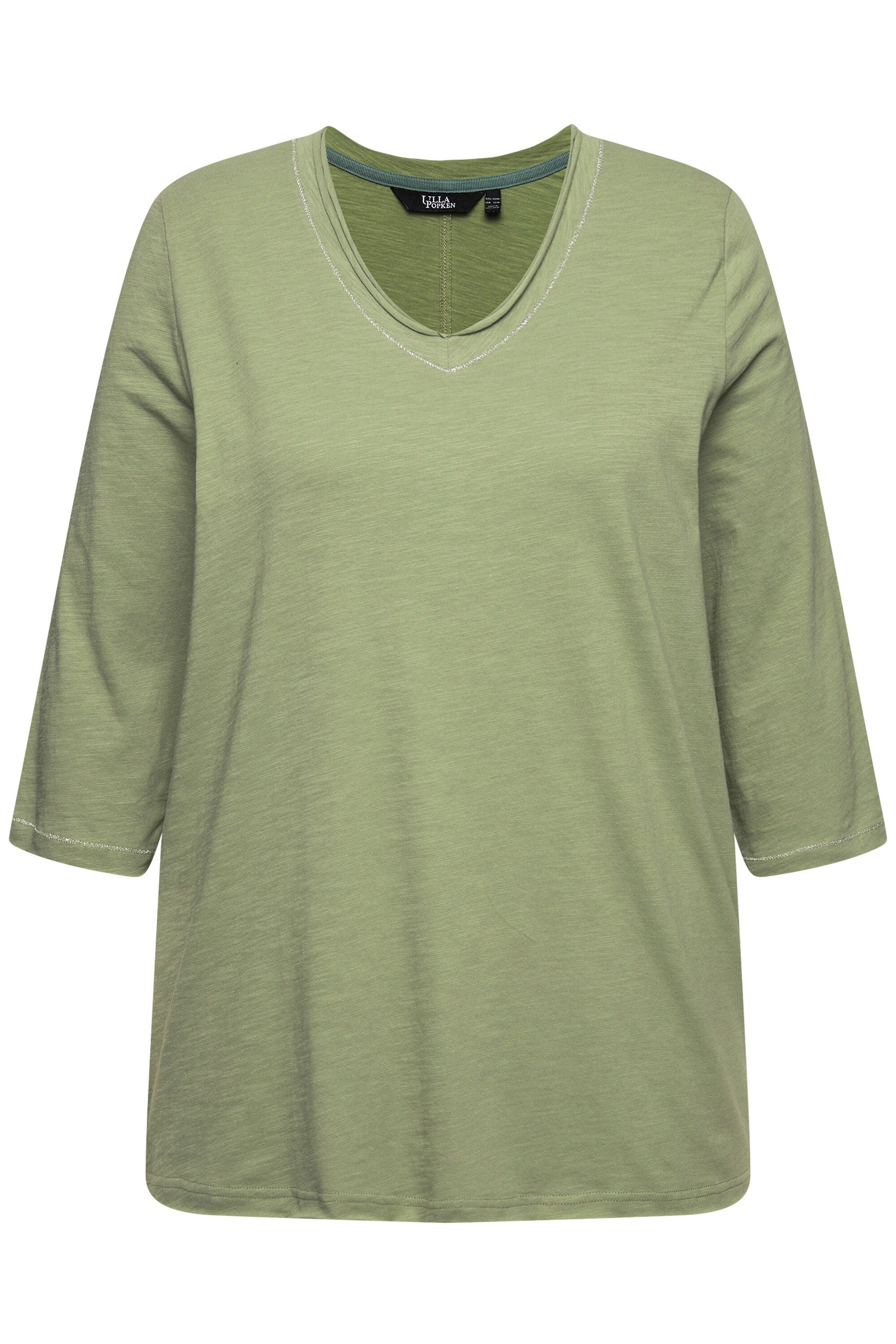 Ulla Popken T-Shirt Shirt Metallic-Nähte V-Ausschnitt günstig online kaufen
