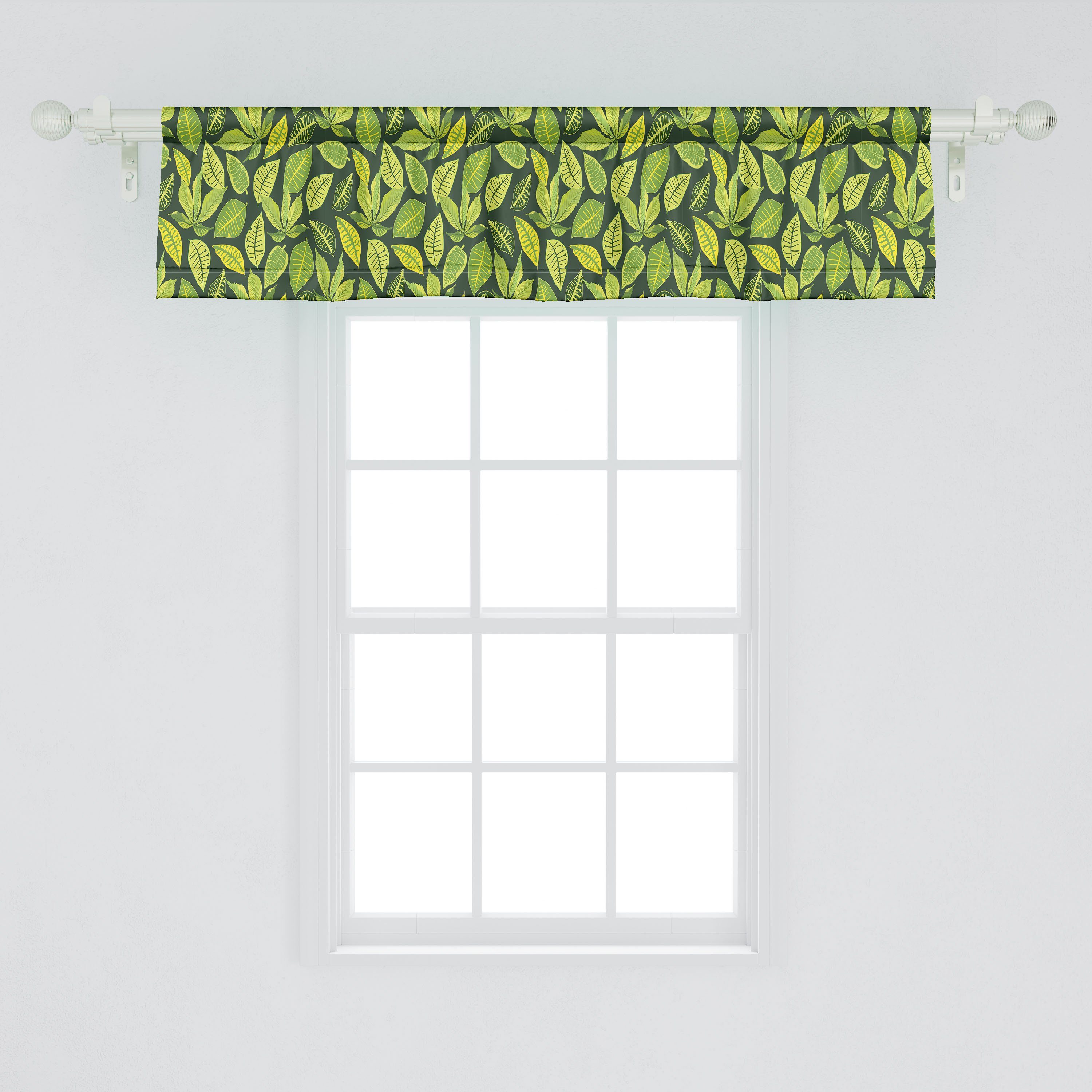 Schlafzimmer Blätter Microfaser, Vorhang Scheibengardine für Küche Pflanzen Hawaii-Wald Dekor Stangentasche, Abakuhaus, Kunst Volant mit