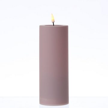 Deluxe Homeart LED-Kerze MIA Deluxe für Außen 3D Flamme flackernd H: 20cm D: 7,5cm rosa outdoor (1-tlg)