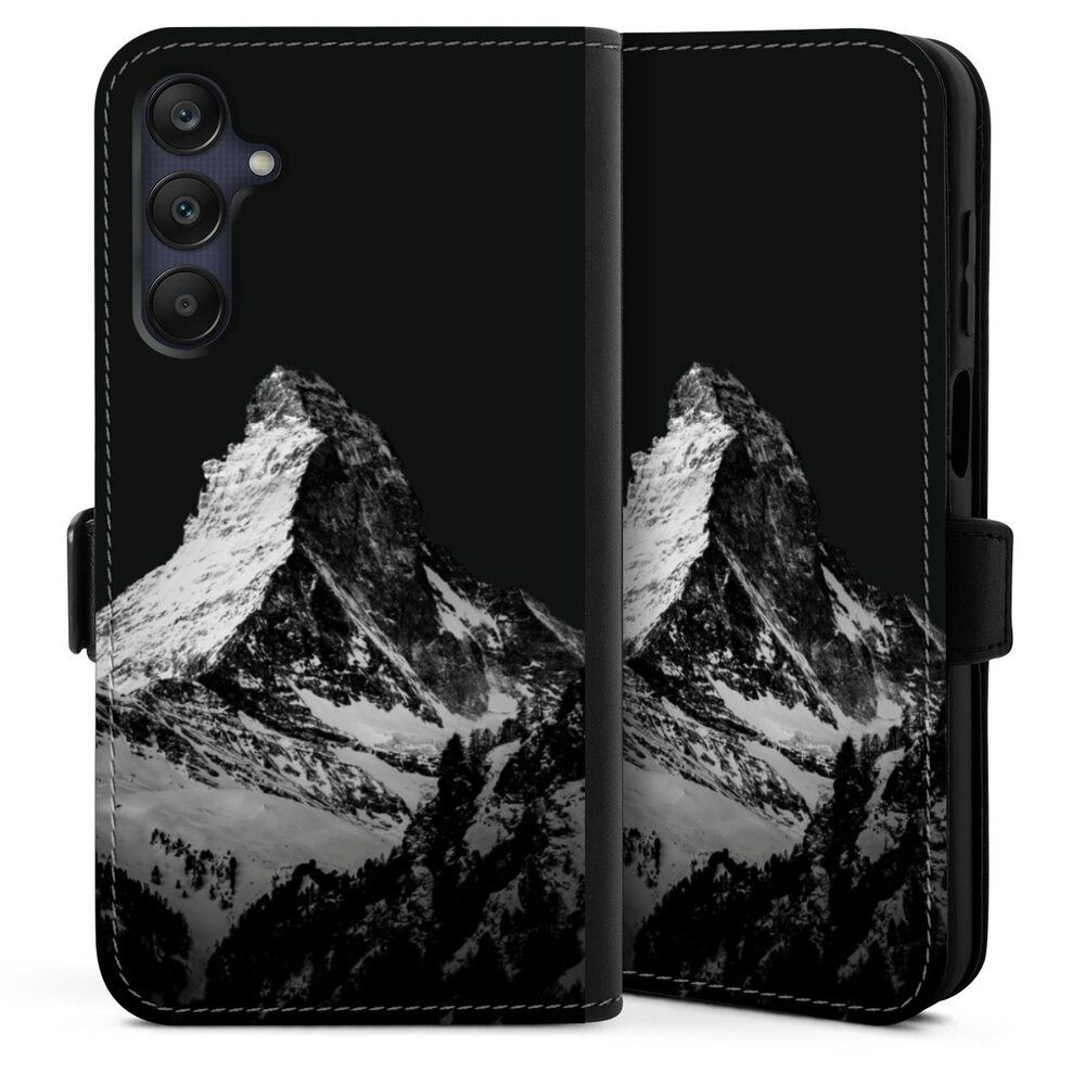 DeinDesign Handyhülle Berg Schnee Alpspitze Snow Capped Mountains Grayscale, Samsung Galaxy A25 5G Hülle Handy Flip Case Wallet Cover