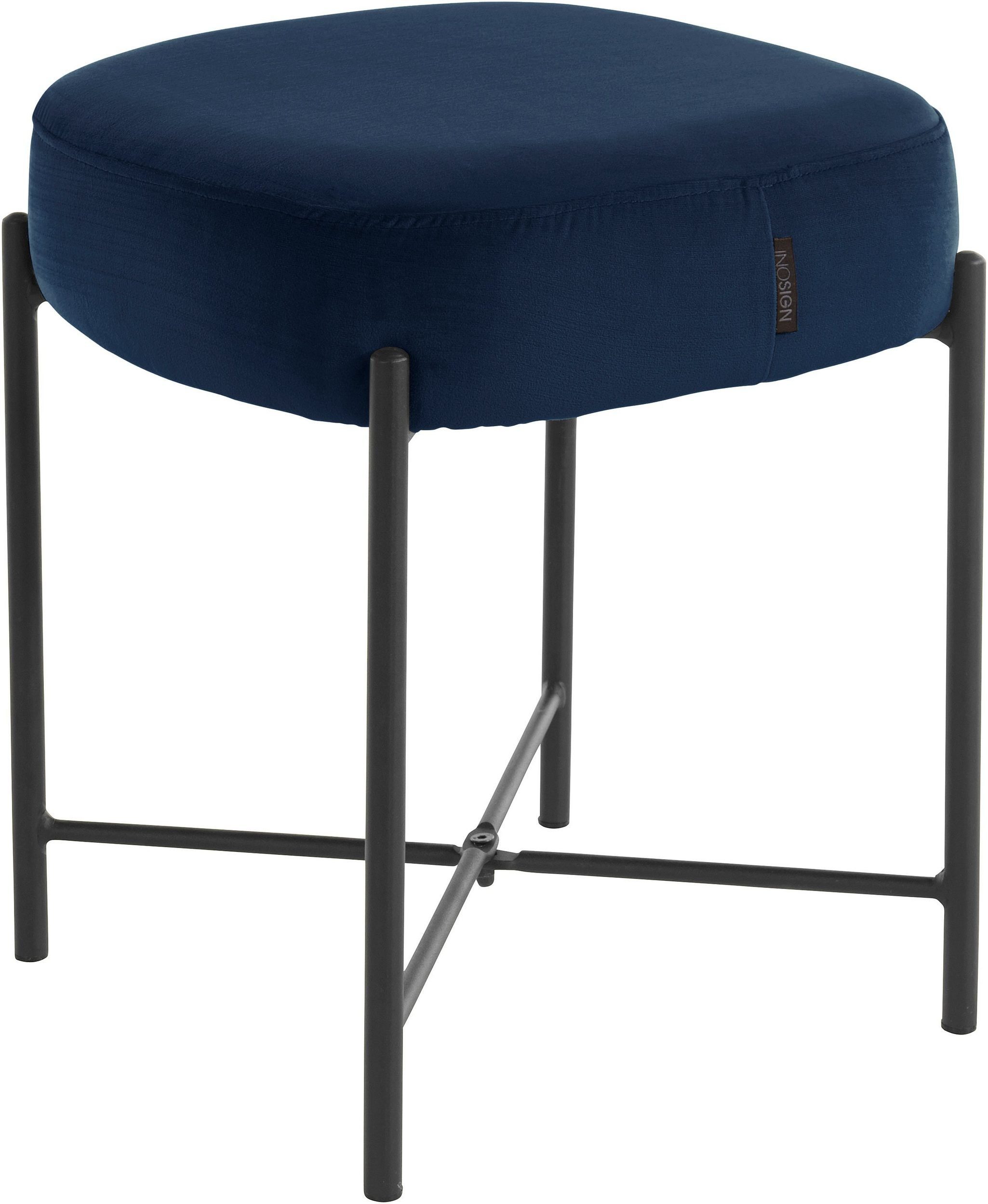 loft24 Polsterhocker Beate (1 St), Hocker rund, Samtoptik, Metallgestell