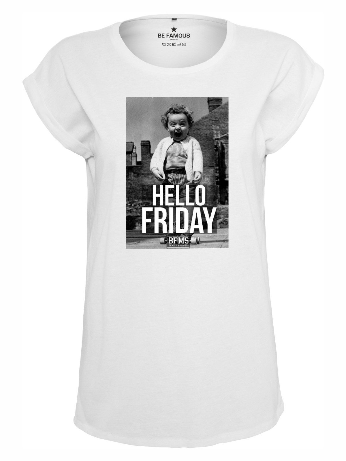 Be Famous Print-Shirt Classic Roll Up Hellofri (1-tlg., keine)