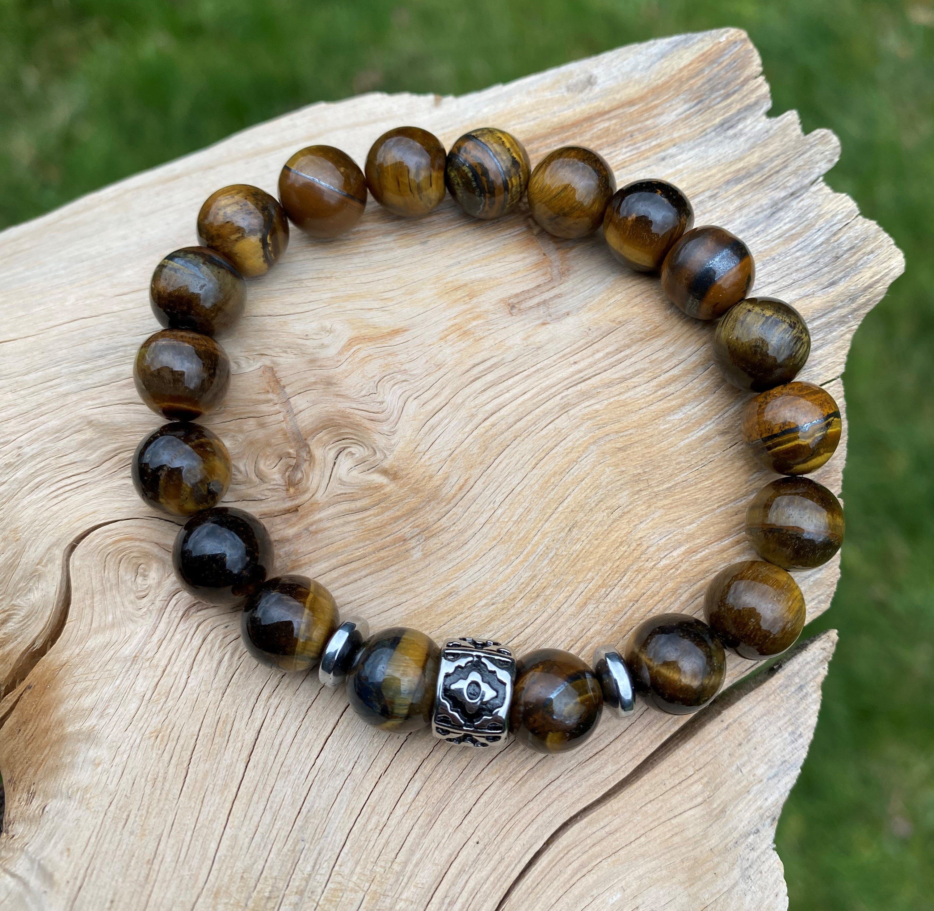 NAHLE Perlenarmband Naturstein 10mm Tigerauge Armband Partnerarmband Freund günstig online kaufen