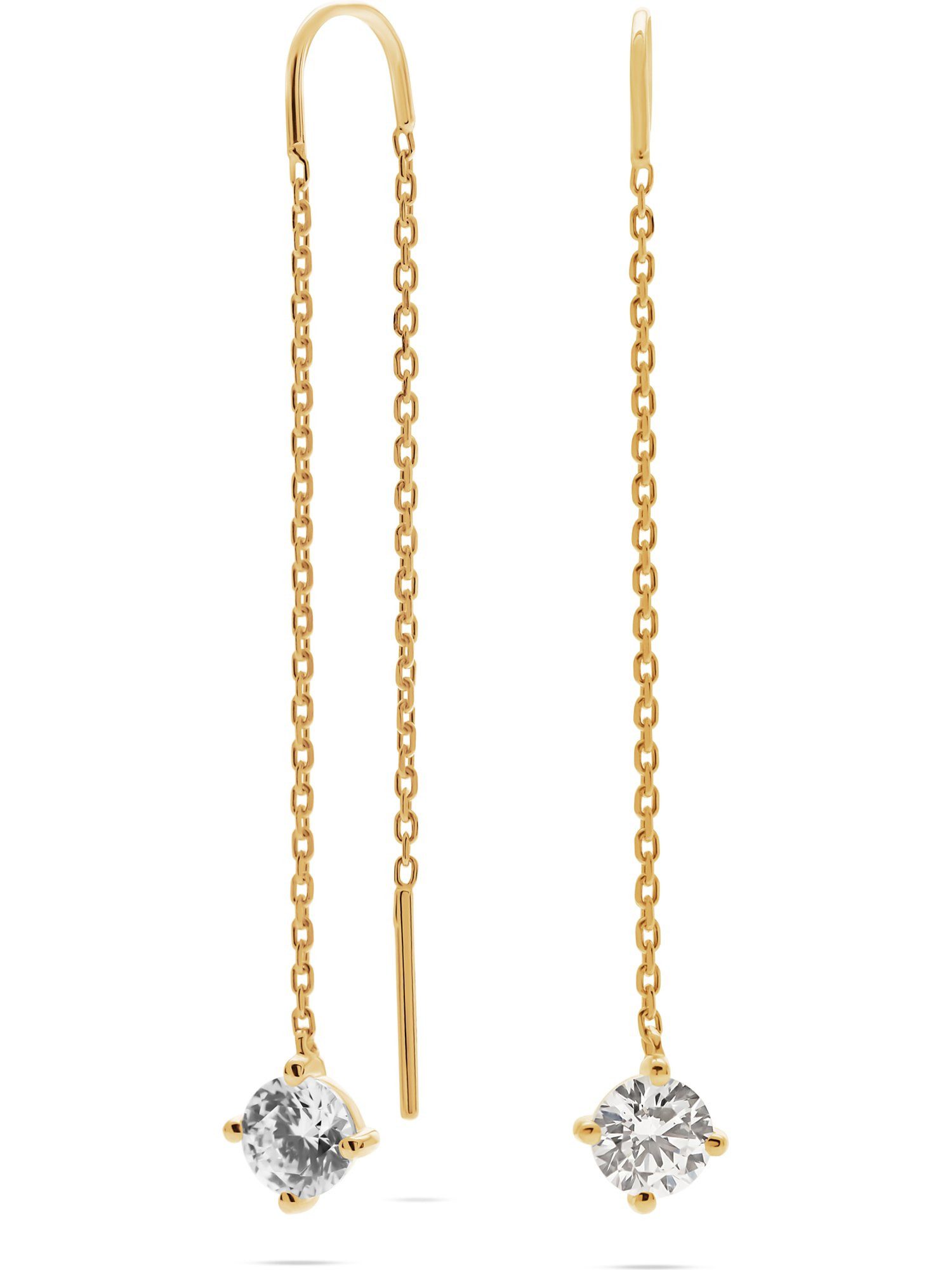 FAVS Paar Ohrhänger FAVS Damen-Ohrhänger 375er Gelbgold 4 Zirkonia