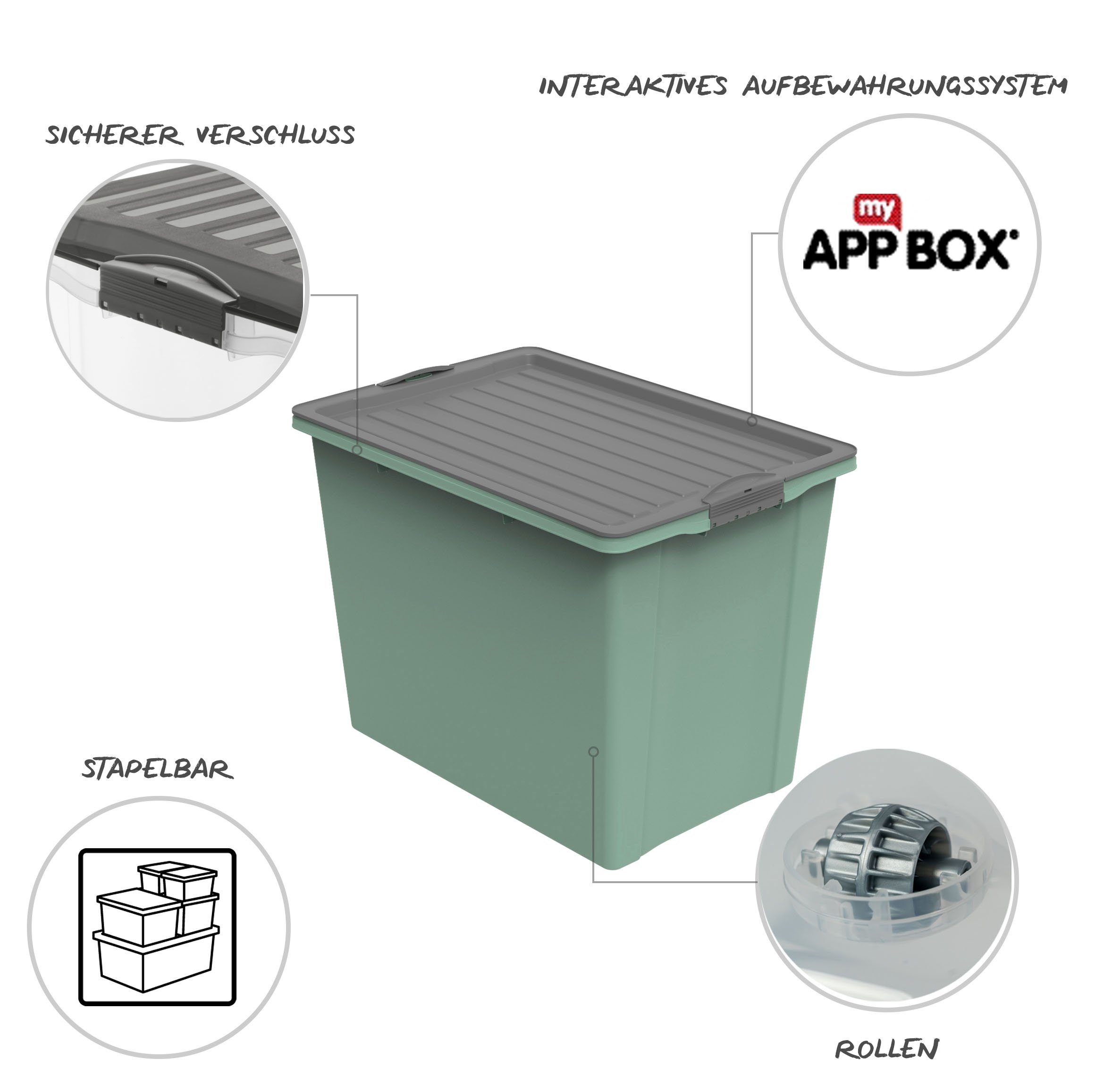 Aufbewahrungsbox ROTHO mit recycelt) Deckel, Aufbewahrungsbox (PP Grün Compact Kunststoff 70l