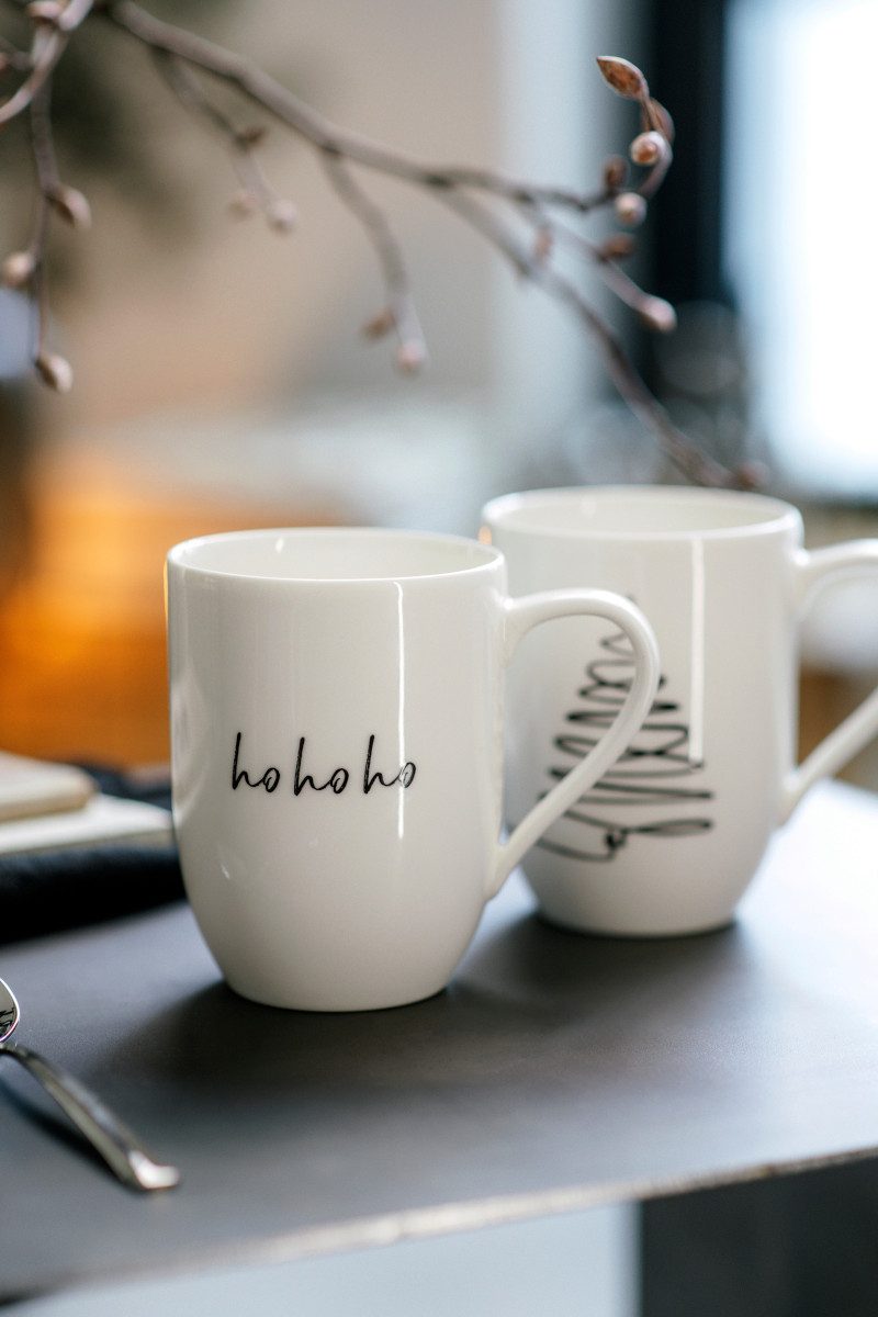 Villeroy & Boch Becher Statement Henkelbecher Baum XMAS 0,29l Set 2tlg, Premium Porcelain