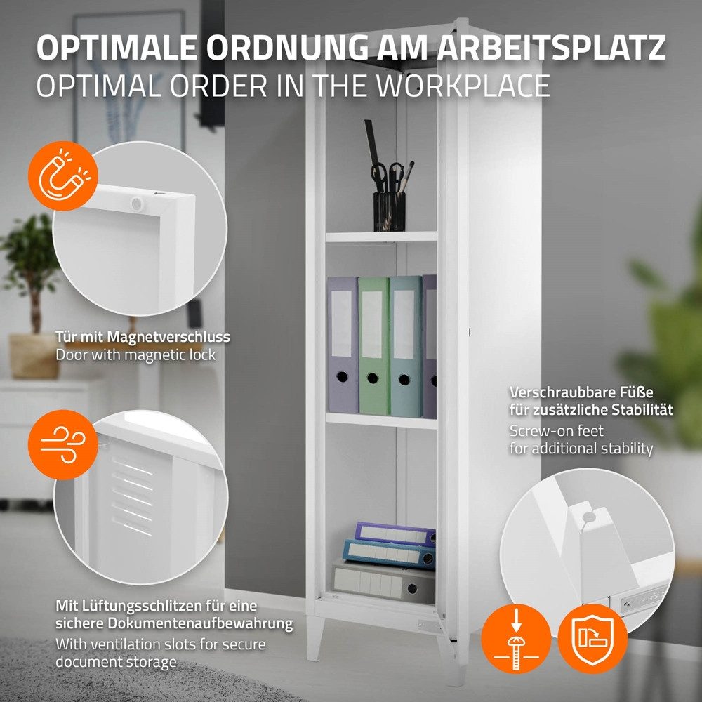 ML-DESIGN Aktenschrank Metallschrank mit Schubladen Aufbewahrungsschrank Mehrzweckschrank (1-St) Lagerschrank Büroschrank Werkzeugschrank Stahlschrank 38x38x137 – Bild 4 von 5