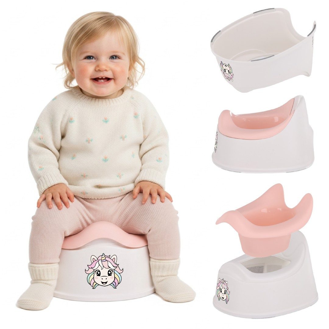 Sun Baby Töpfchen Kindertopf rutschfest rosa-weiß 18-36 M Einhorn-Aufkleber