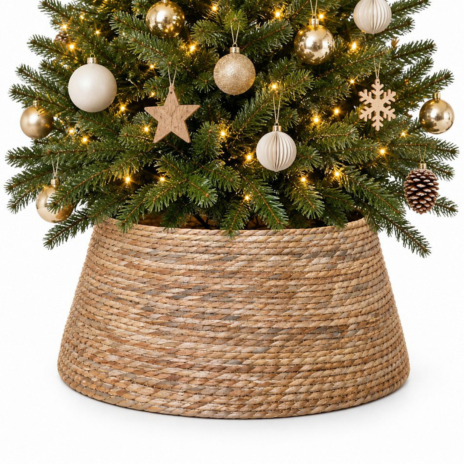 Koopman Weihnachtsbaumdecke Baumrock Fuß Umrandung Ø 57cm Natur Schilf (1-tlg), Ø oben 45cm, Höhe 26cm, Ø unten 57cm, Naturprodukt