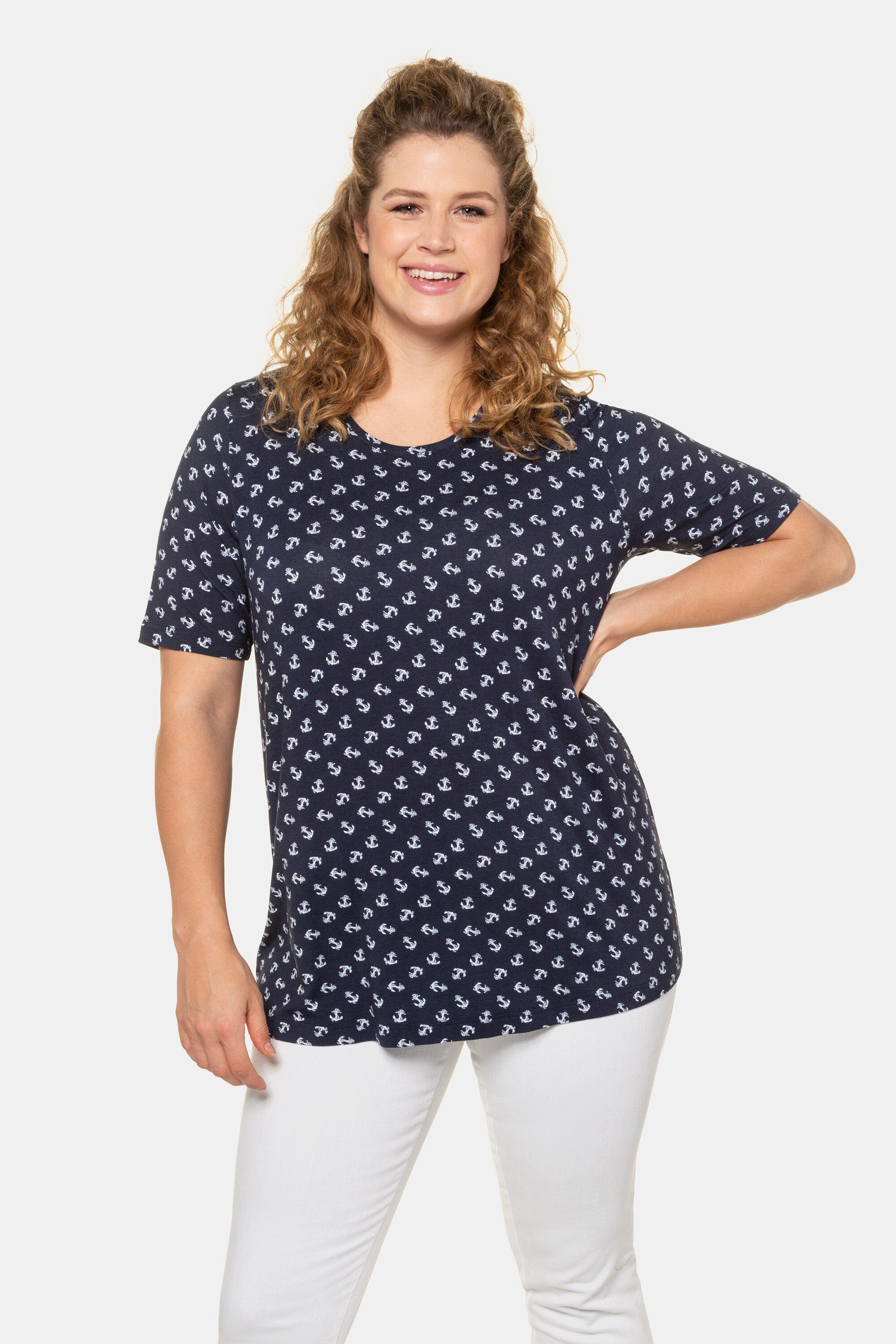 Ulla Popken Oversize-Shirt T-Shirt Ankermuster A-Linie Viskose