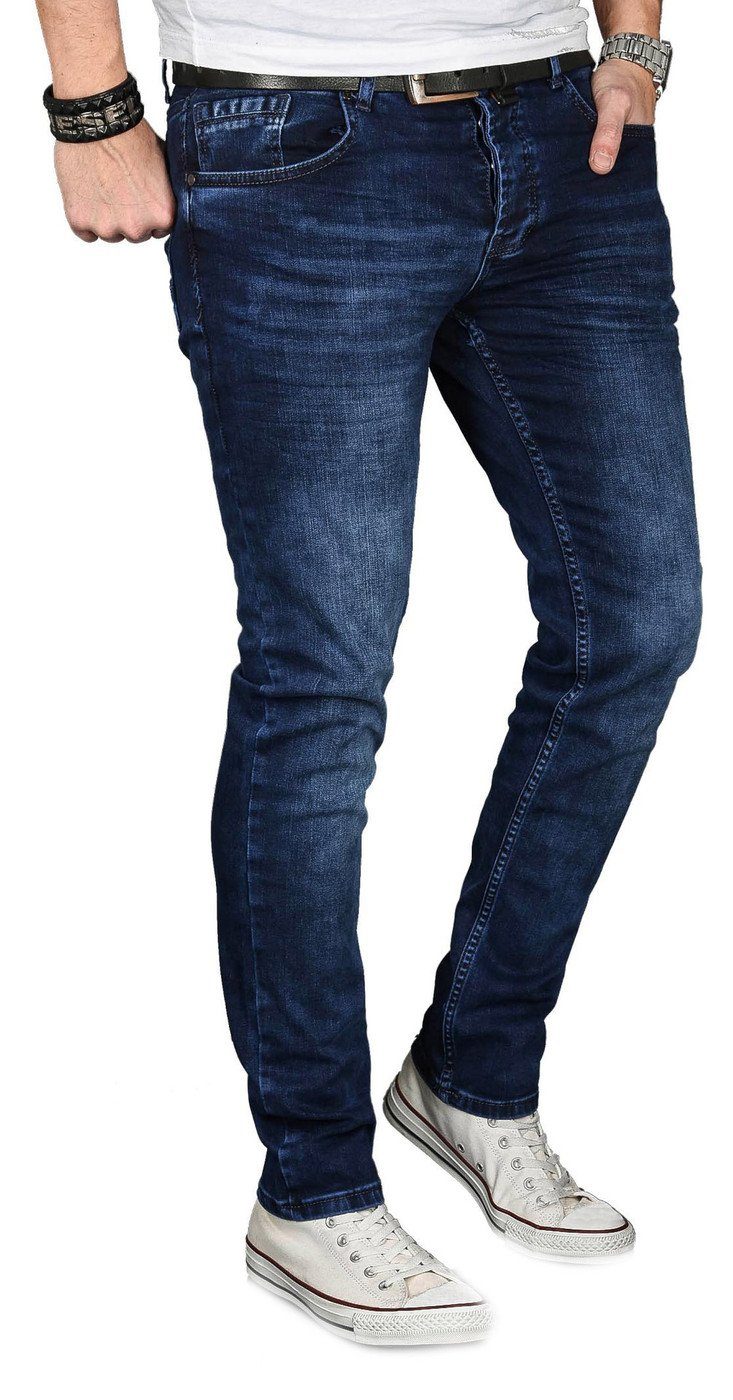 Alessandro Salvarini Straight-Jeans ASGenova Stretch dunkelblau mit Elasthan