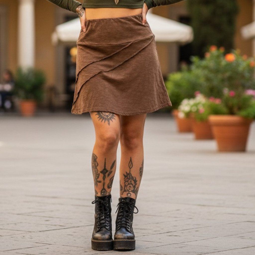 Guru-Shop Minirock Bequemer Minirock mit Overlock - caramel alternative Bek günstig online kaufen