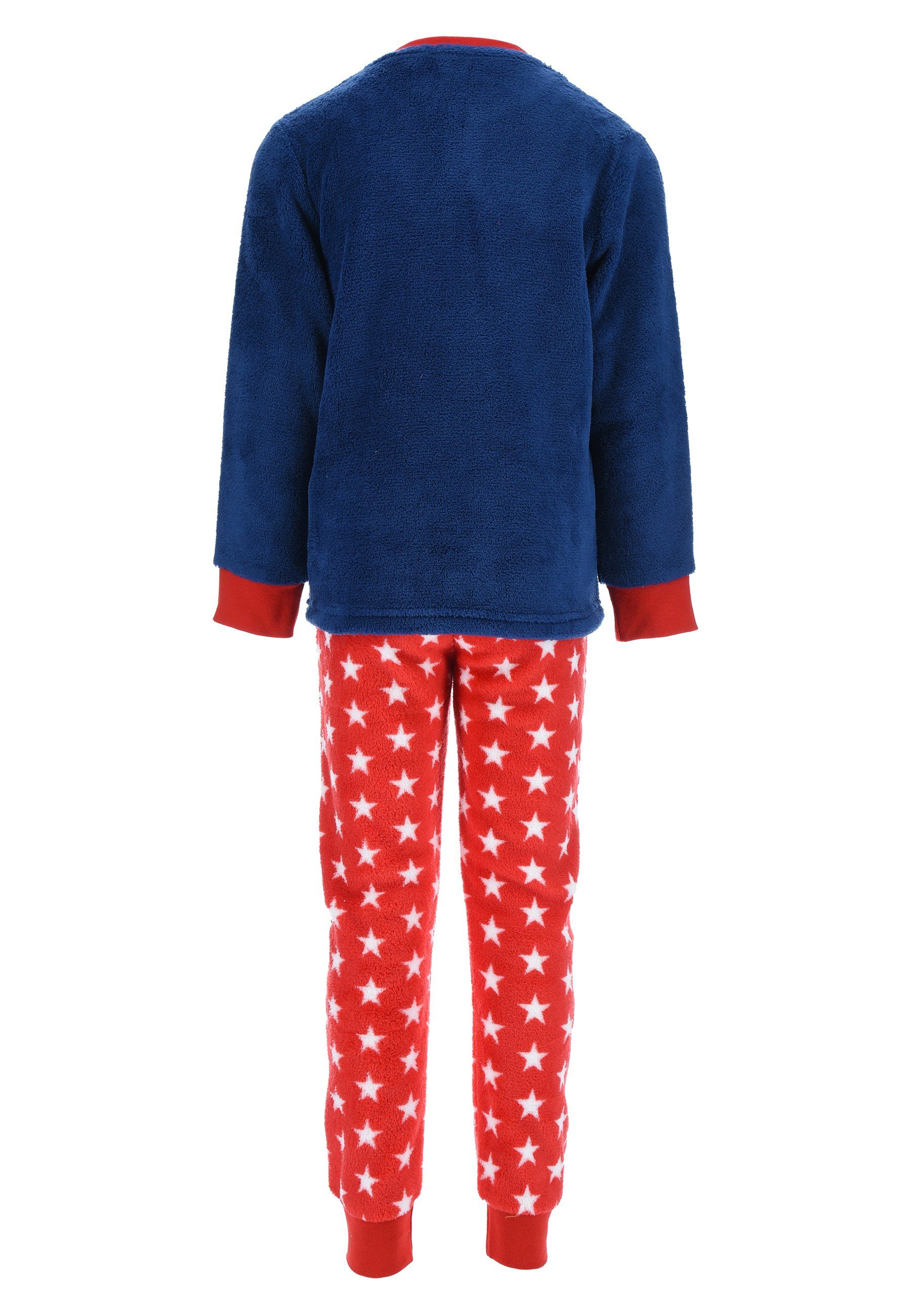Nachtwäsche Kinder tlg) Spiderman Jungen Blau (2 Schlafanzug Pyjama langarm