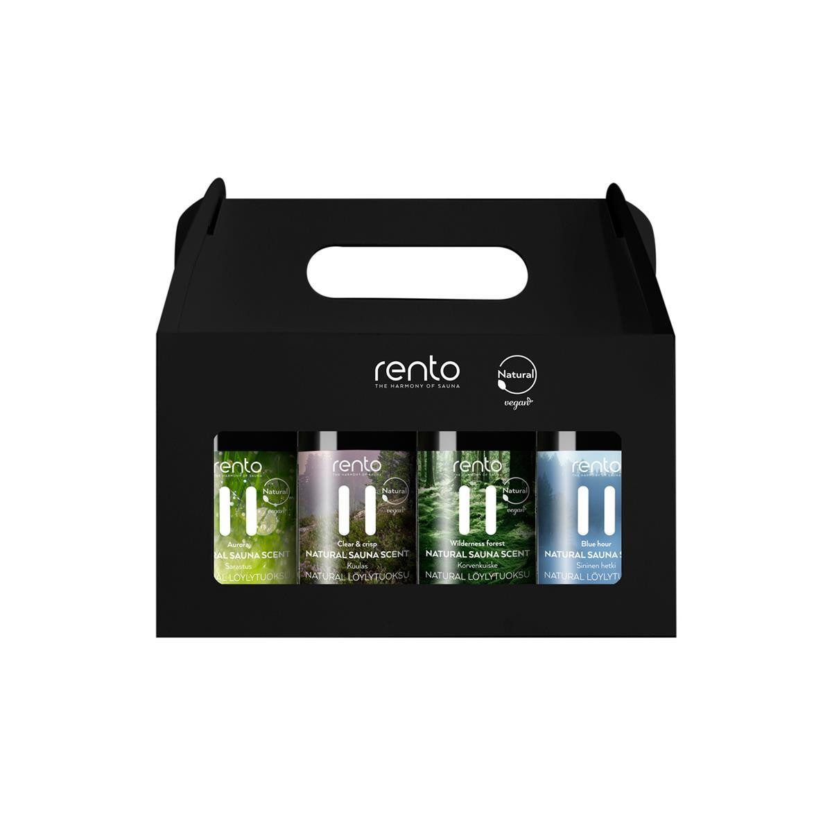 rento Sauna-Aufgussset Geschenkbox mit natürlichem Saunaduft 4 x 100 ml