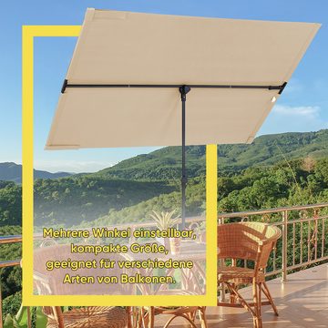 Sekey Sonnenschirm 180 x 130 cm Rechteckiger Sonnenschirm Balkon, Individuell Verstellbar, LxB: 180,00x130,00 cm, Drehbare Balkonblende, Sonnenschutz für Balkon und Terrasse, UV50+