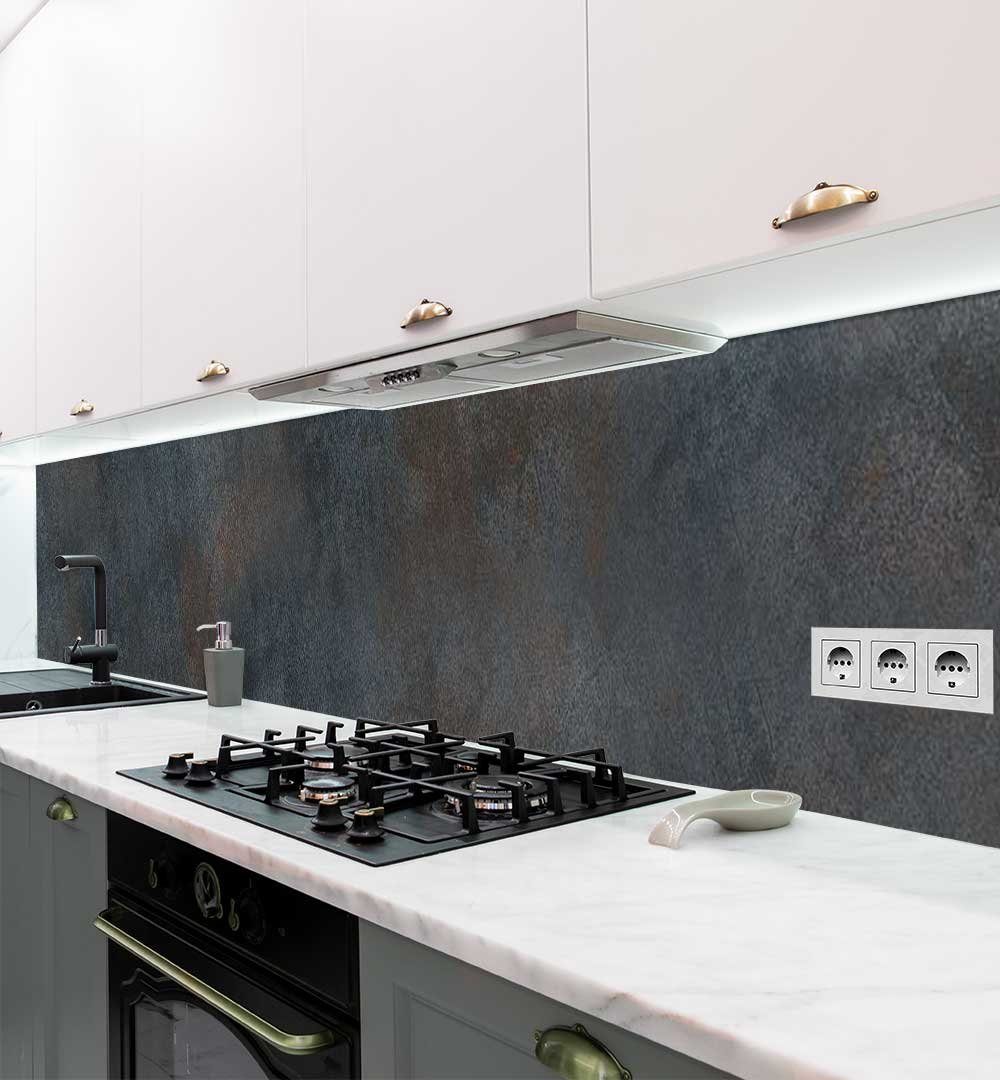 MyMaxxi Küchenrückwand Küchenrückwand selbstklebend verwaschene Stahlwand Spritzschutz Folie, (Klebefolie passend geschnitten und gerollt B 60 cm x H 60 cm), Stahlwand dunkel B 60 cm x H 60 cm