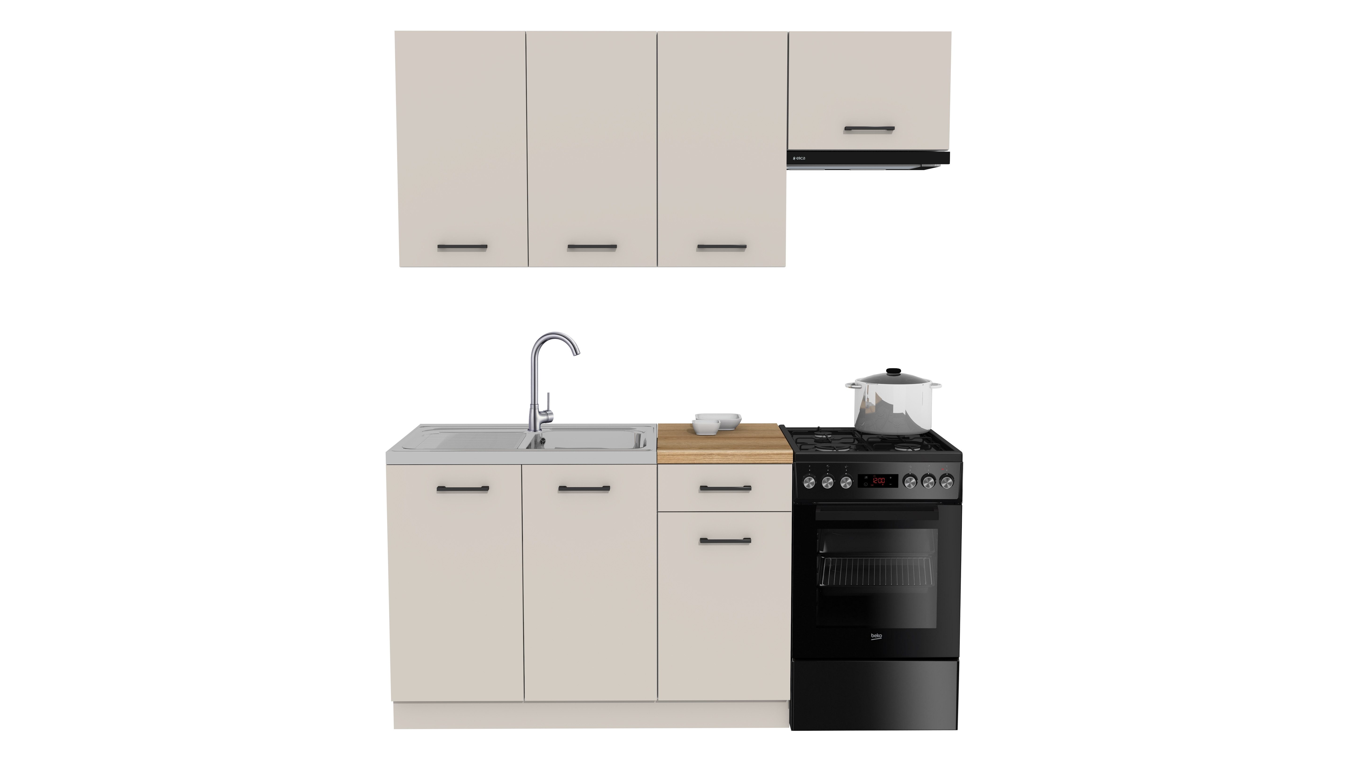 ROYAL24_MARKT Küchenzeile - SIMPLY Z1 170 cm - Kaschmir Matt / Weiß, (Komplett Set), Beste Güte - Innovativ - Modern