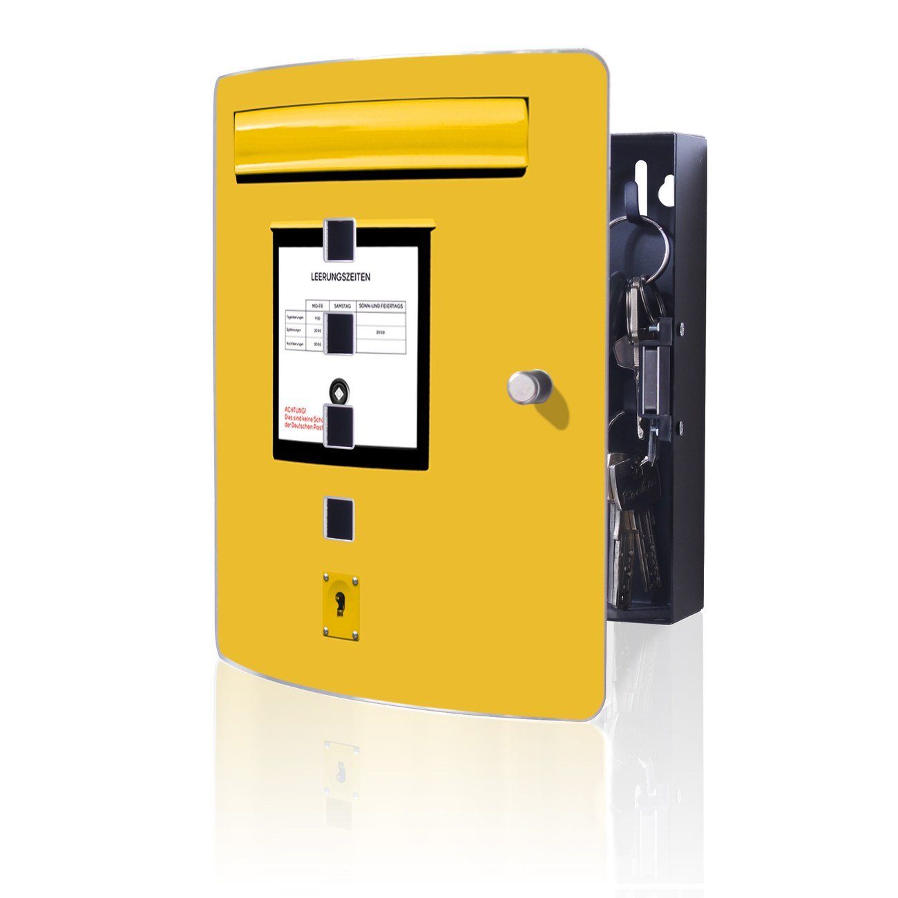 banjado Schlüsselkasten »Edelstahl Briefkasten Gelb« (verstellbarer  Magnetverschluss, mit 10 Haken), 24 x 21,5 x 7 cm online kaufen | OTTO
