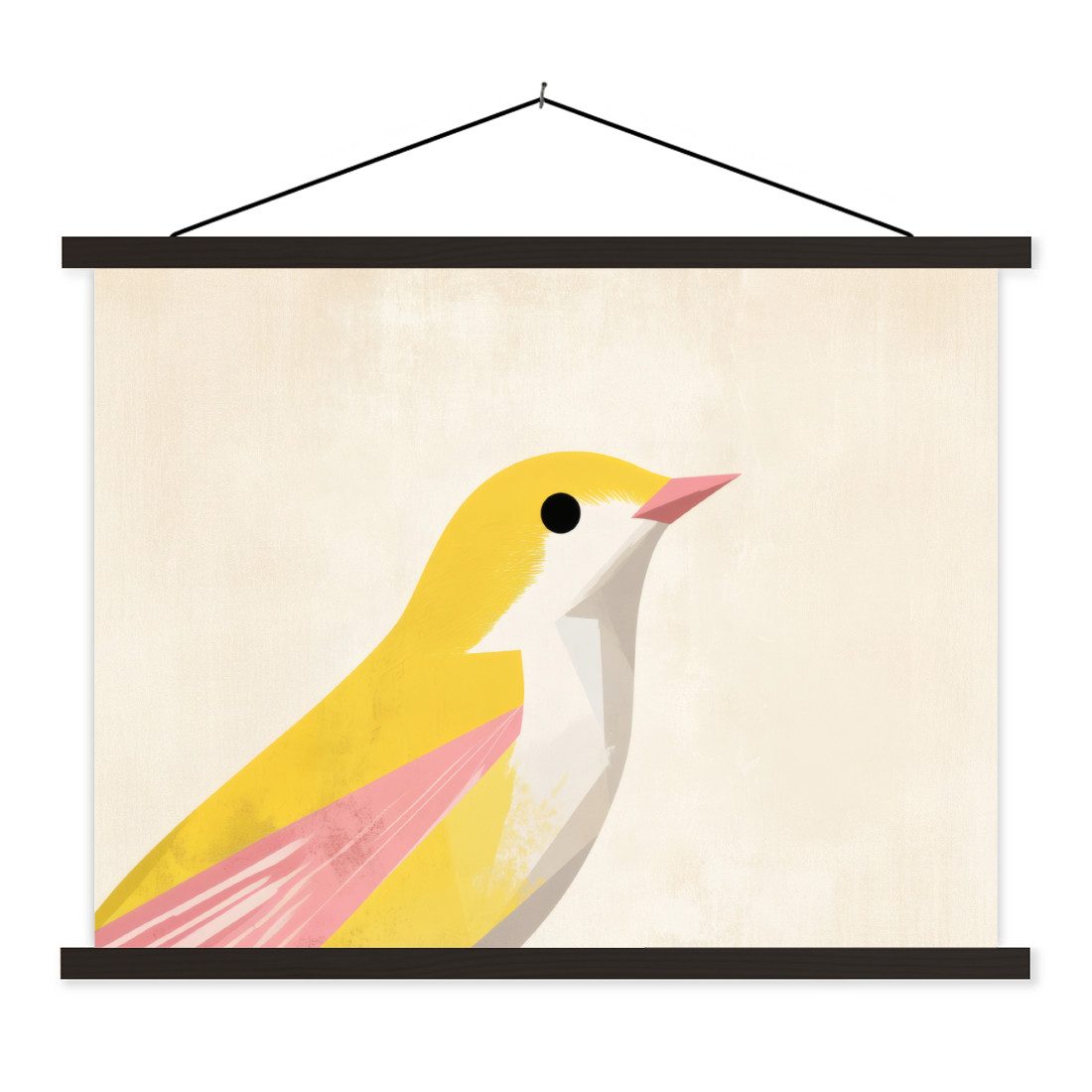 Poster Vogel - Minimalistisch - Gelb