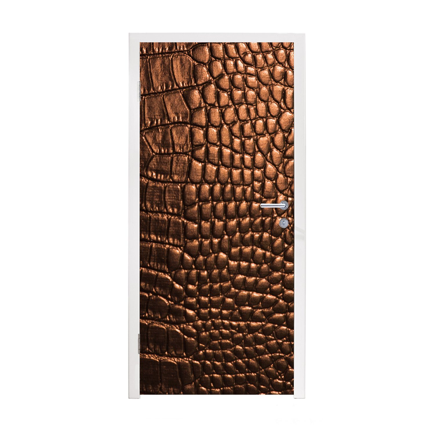 MuchoWow Türtapete Das braune Leder eines Krokodils, Matt, bedruckt, (1 St), Fototapete für Tür, Türaufkleber, 75x205 cm