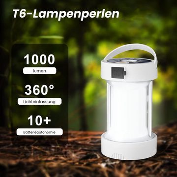 DTC GmbH LED Laterne mit Solar und USB aufladbar, tragbare Campinglampe, LED mit 4 Lichtmodi + dimmbar Taschenlampe, Solar-Ladepanel mit 360-Grad-Lichtquelle, IP44 Wasserdichtigkeit, 1000 Lumen, Batterielebensdauer von bis zu 10 Stunden, Magnetischer Boden