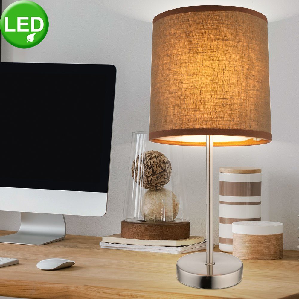 etc-shop LED Tischleuchte, Leuchtmittel inklusive, Warmweiß, Tisch Leuchte Arbeitszimmer Beistell Lese Lampe Textil Schirm im