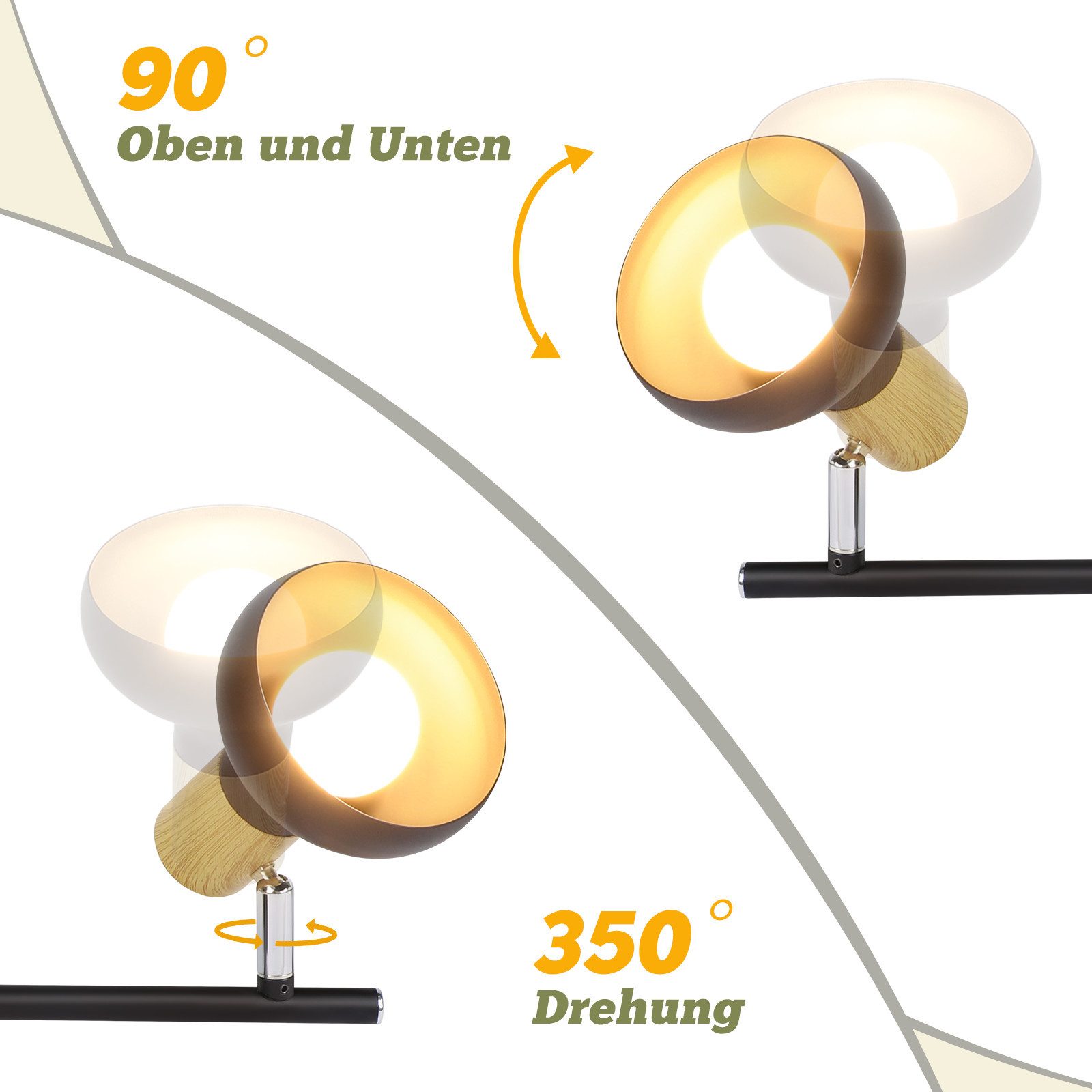 Nettlife Deckenstrahler Vintage E14 Innen Industrial Eisen Lampenschirm Schwenkbar, Schwenkbar 350°, ohne Leuchtmittel, Spotleuchte für Schlafzimmer Flur Wohnzimmer