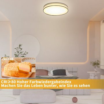 Nettlife LED Deckenleuchte Rund Weiß Moderne Stoff Schlafzimmerlampe 3000K 12W, LED fest integriert, Warmweiße