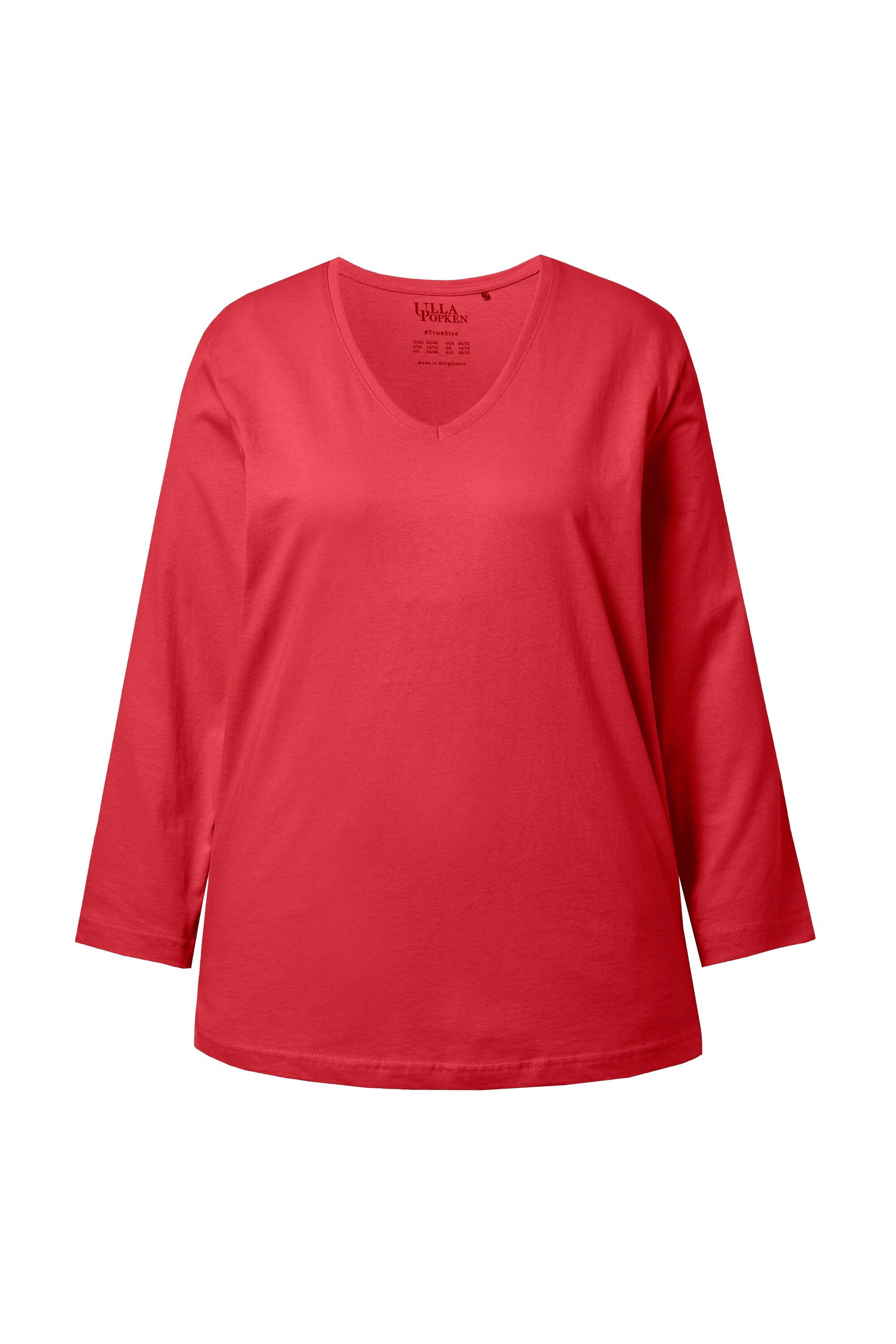 Ulla Popken T-Shirt Shirt V-Ausschnitt Relaxed Langarm günstig online kaufen