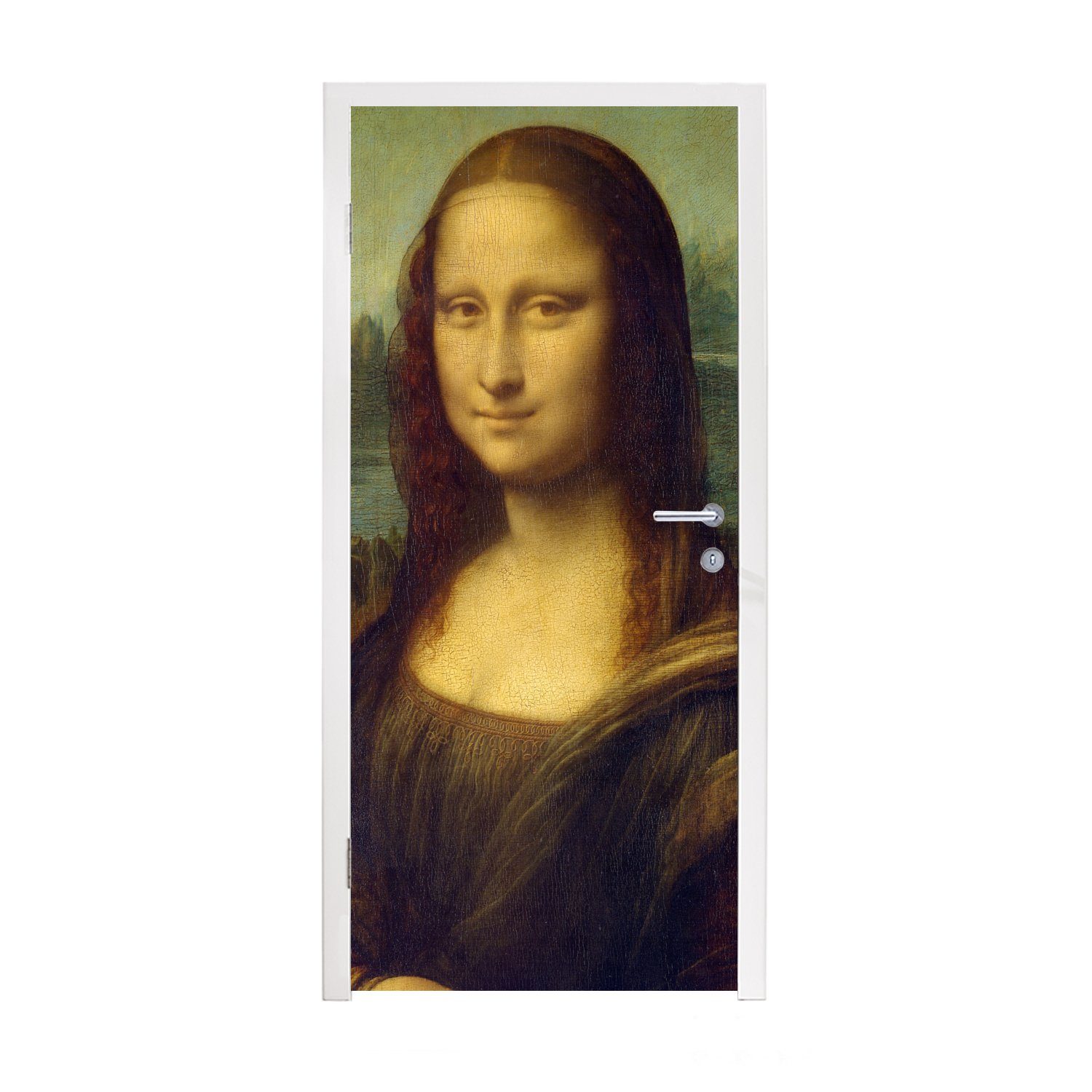 Vinci, - da für 75x205 cm MuchoWow (1 Mona Lisa Leonardo Türtapete bedruckt, St), Tür, Matt, Türaufkleber, Fototapete