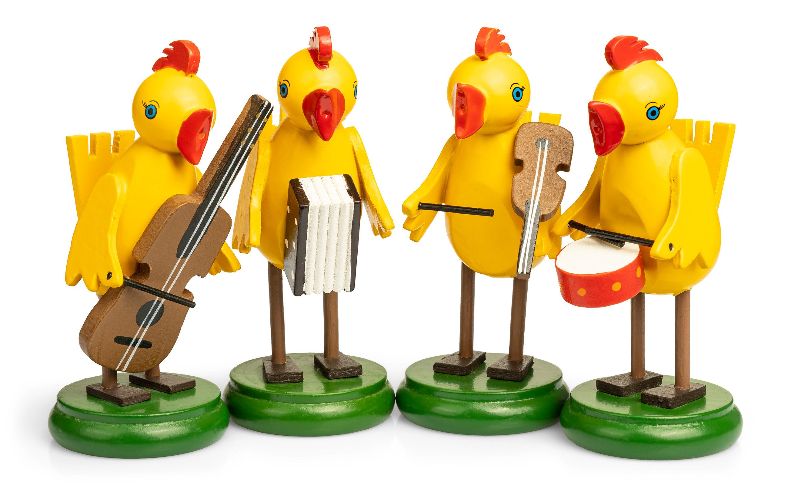 SIKORA Osterfigur OD21 Osterdeko Lustige Hühner Band Holz Figuren 4er Set - 2 Größen