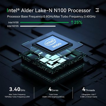 TRIGKEY Mini-PC (Intel Celeron N100, Intel UHD-Grafikkarte, 16 GB RAM, 500 GB HDD, 12th Gen Intel Mini PC: Alder Lake-N100 16GB RAM 500GB SSD)