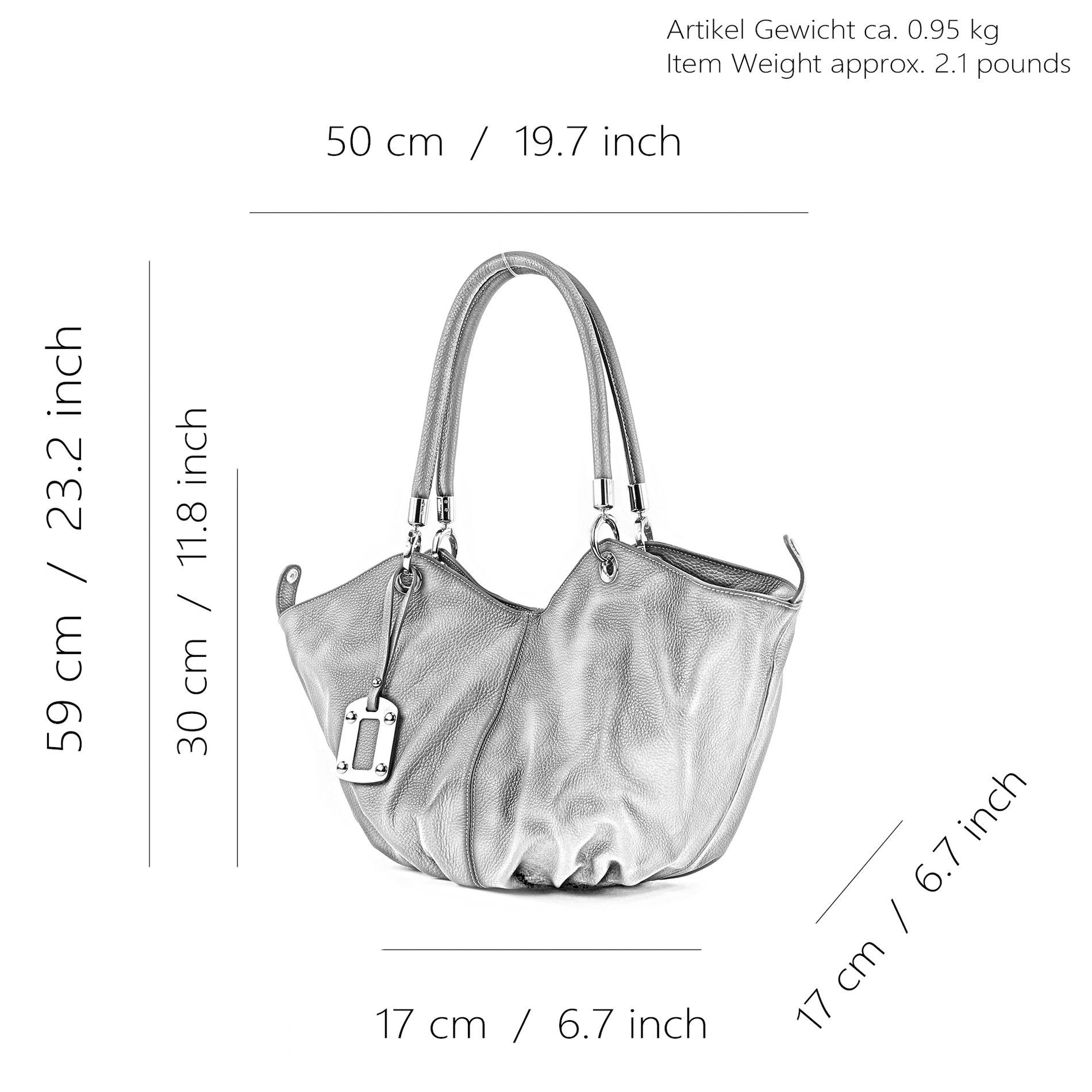 modamoda de Schultertasche 228, Handmade in Echtleder Italy Schokobraun