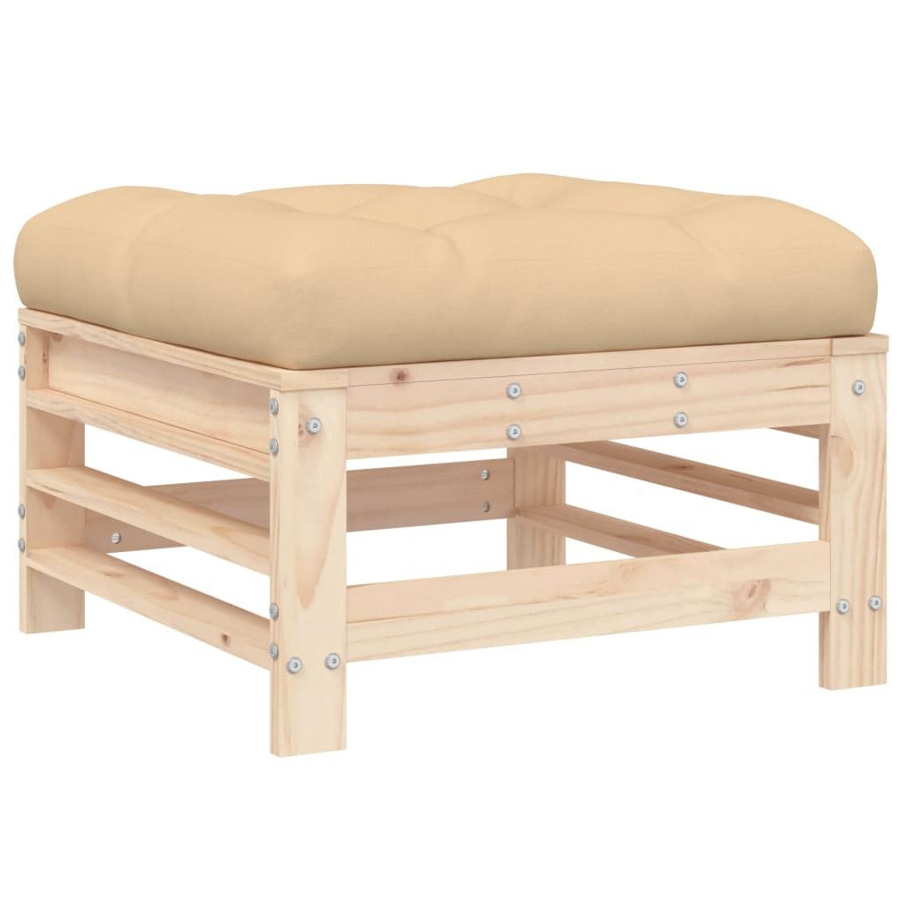 vidaXL Sofaelement Gartenhocker mit Kissen Massivholz günstig online kaufen