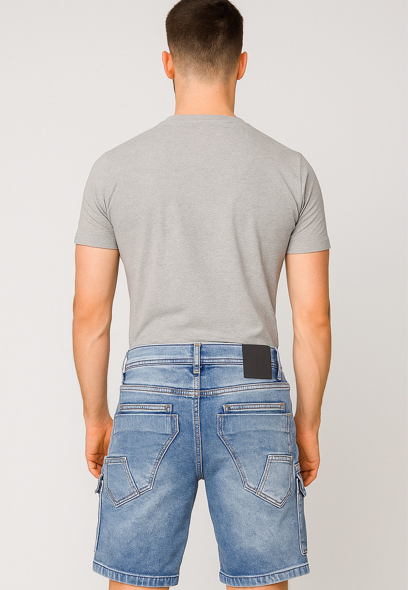Egomaxx Jeansshorts Bequeme Cargo Bermuda mit Cargotaschen und Stretchfunktion Denim Cargo A&S
