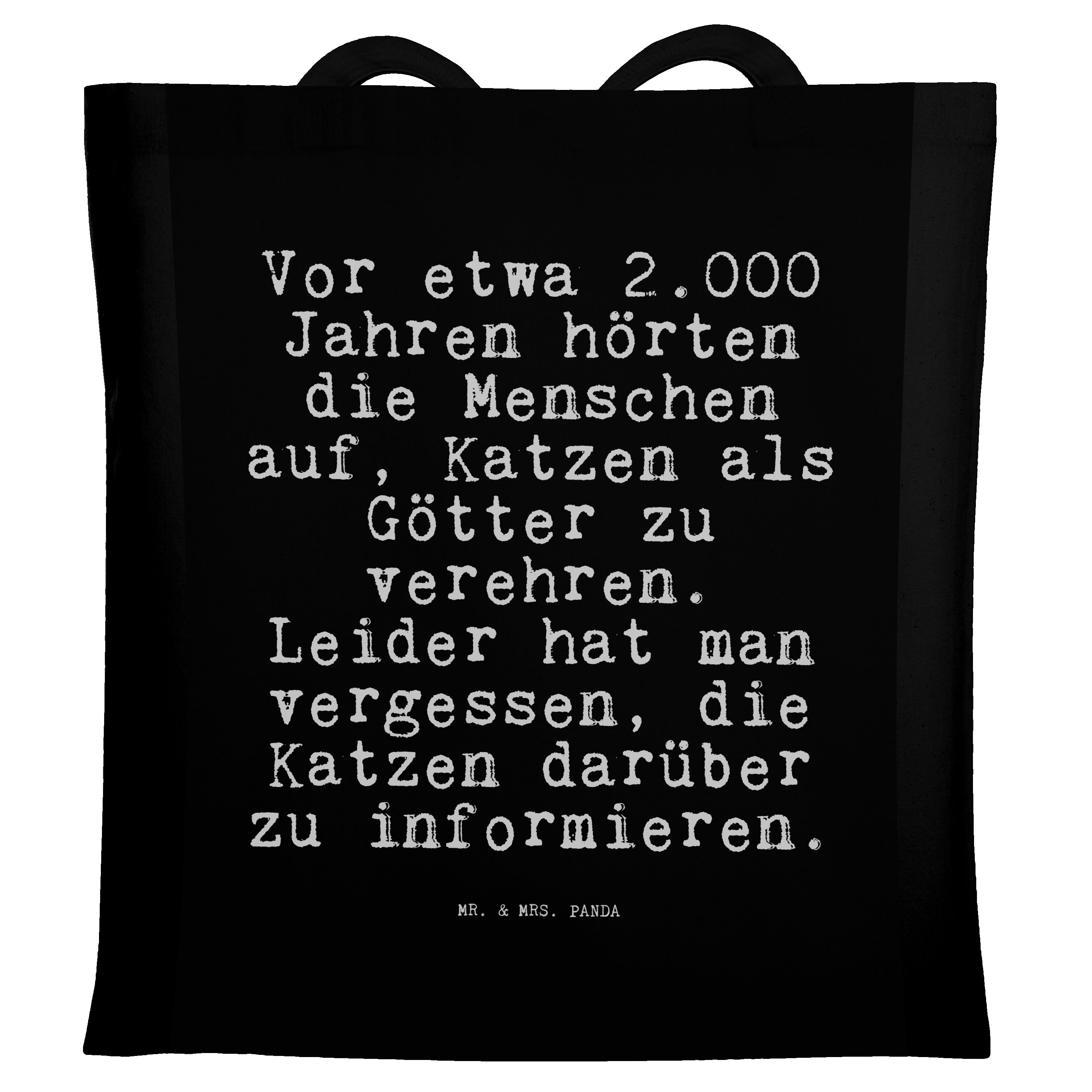 Mr. & Mrs. Panda Tragetasche Vor etwa 2.000 Jahren... - Schwarz - Geschenk, Katzen, Spruch Sprüche (1-tlg)