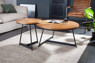 riess-ambiente Couchtisch OAK ELEGANCE 80cm natur / schwarz, Wohnzimmer · Echtholzfurnier · Metall-Gestell · rund · Eiche