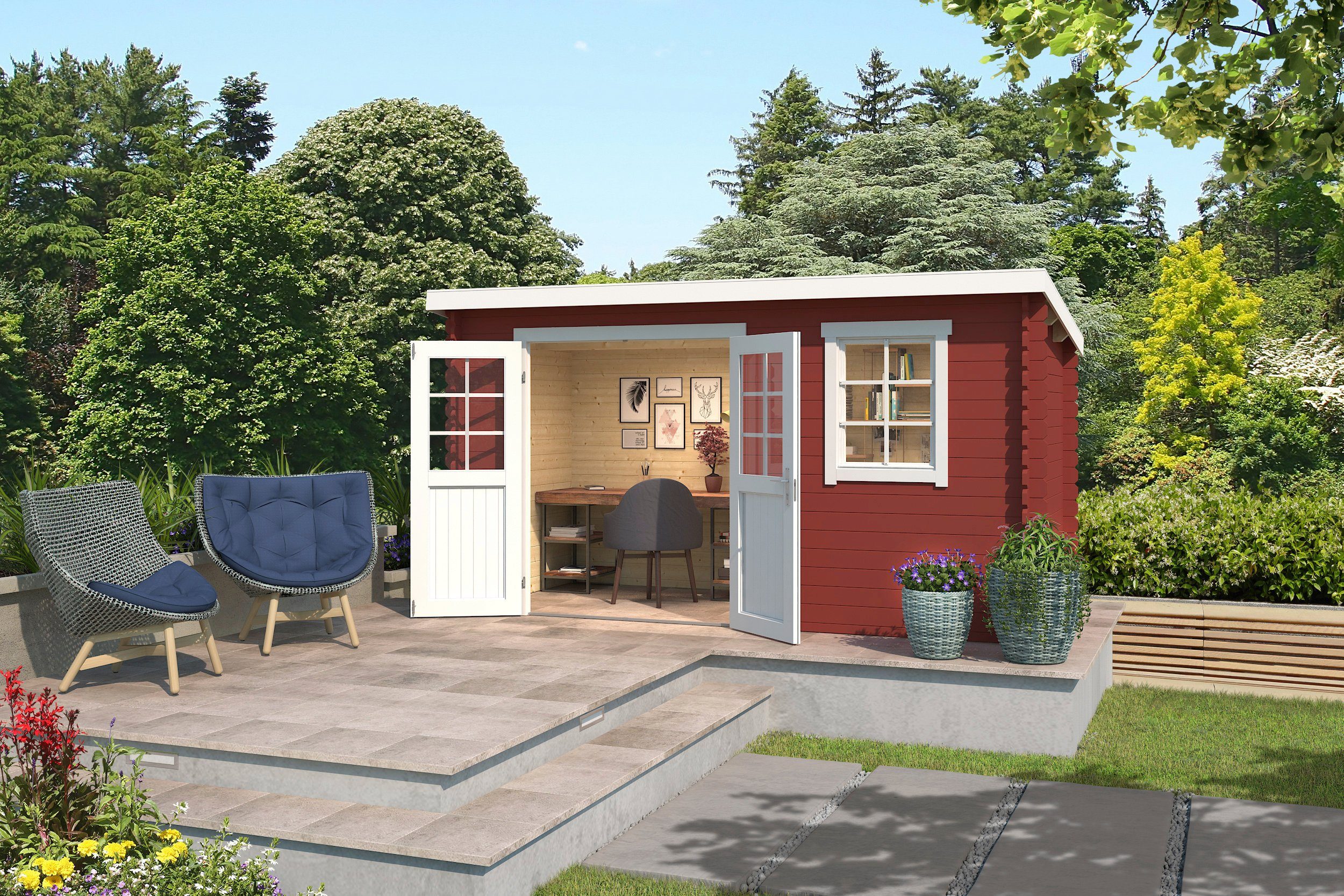 LASITA MAJA Gartenhaus Amira 175, BxT: 400x213 cm, Blockbohlenhaus 28mm