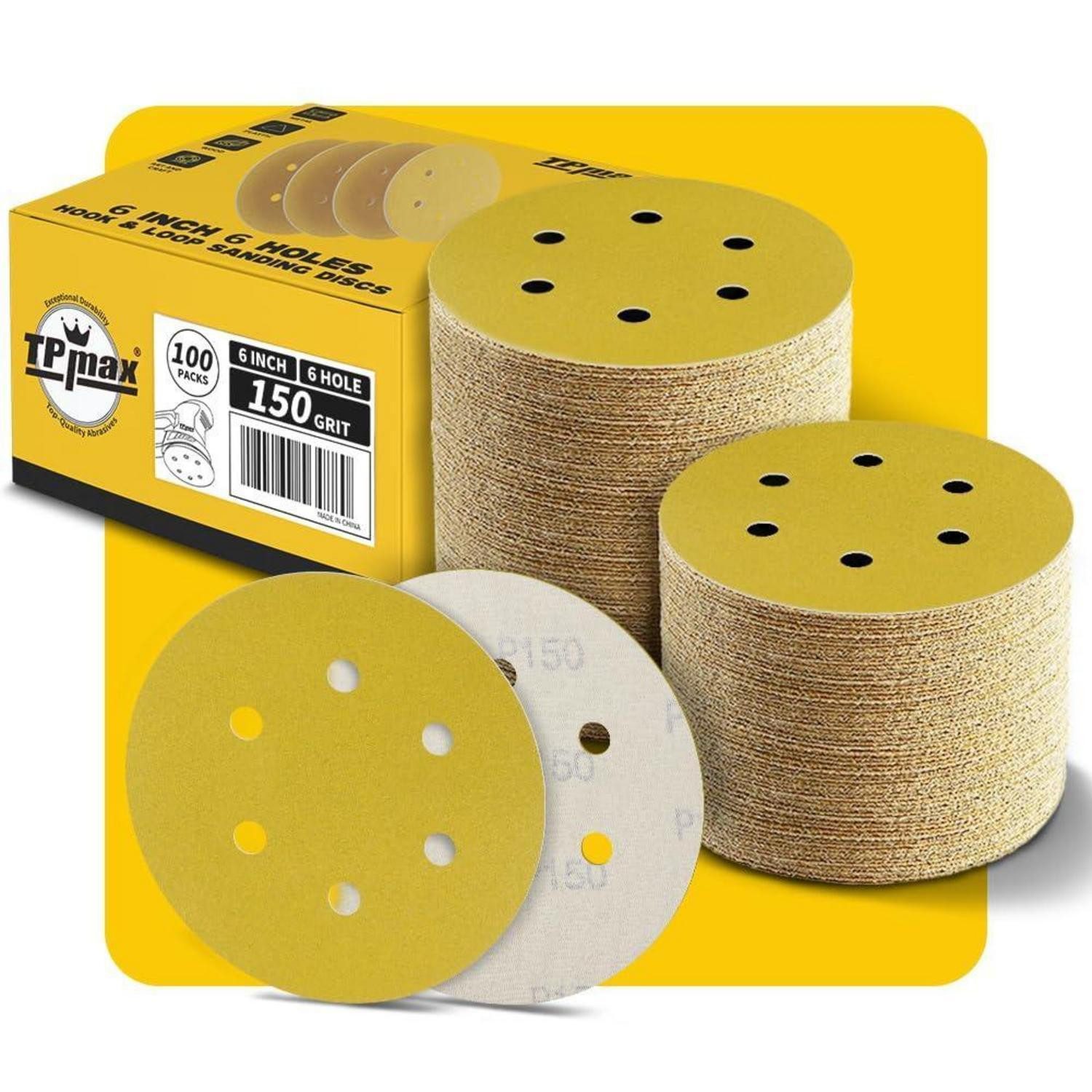 LuxusKollektion Schleifscheibe Schleifscheiben 150mm 6 Loch 150 Gold Klett 100tlg