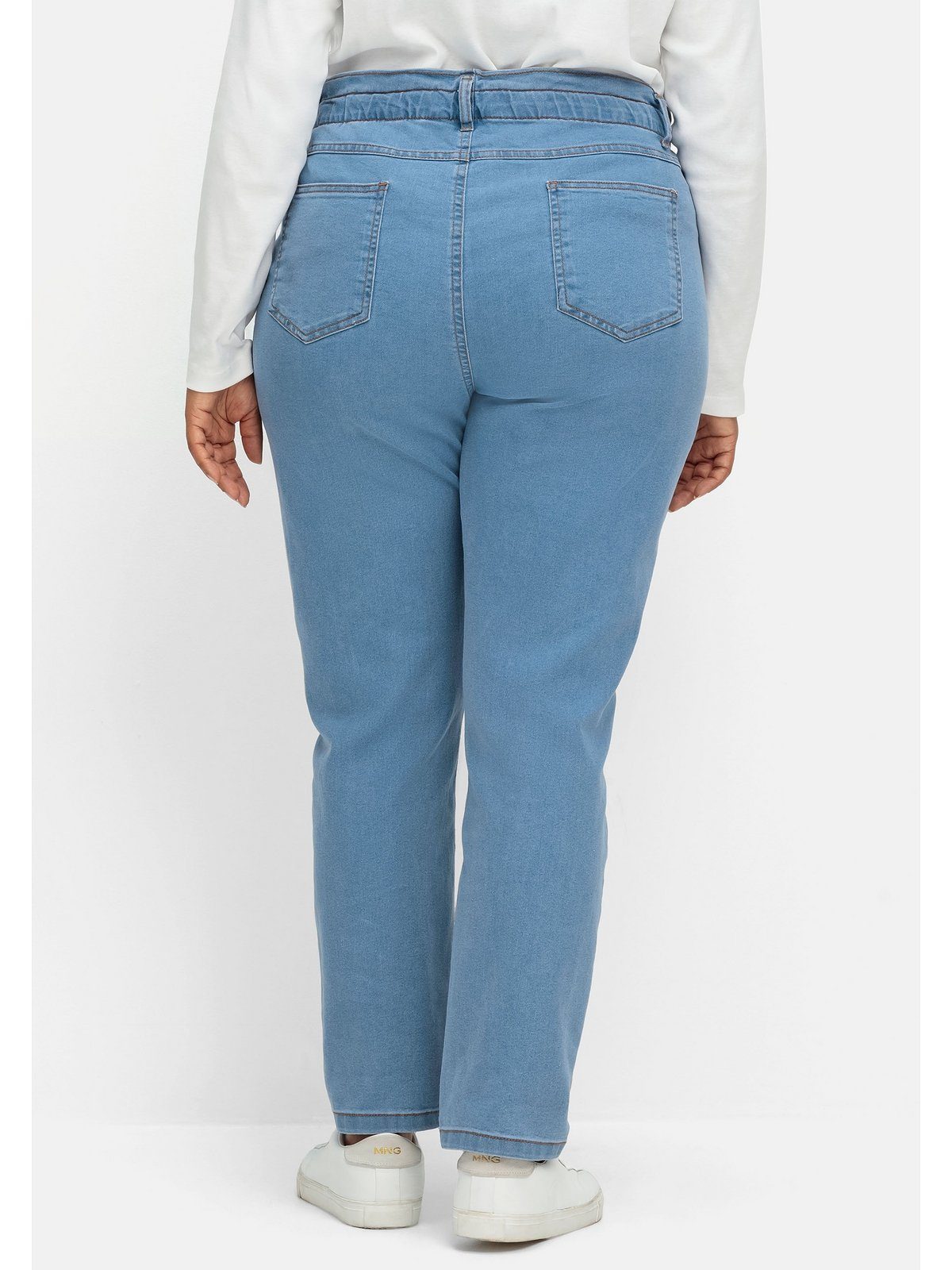 light Sheego Paperbag-Schnitt blue im Größen Gerade extrahohen Denim Große Jeans