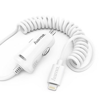 Hama KFZ Schnell-Ladekabel Lightning Spiral-Kabel Smartphone-Ladegerät (Lade-Adapter Ladegerät mit Schnellladung, für Apple iPhone iPod etc)