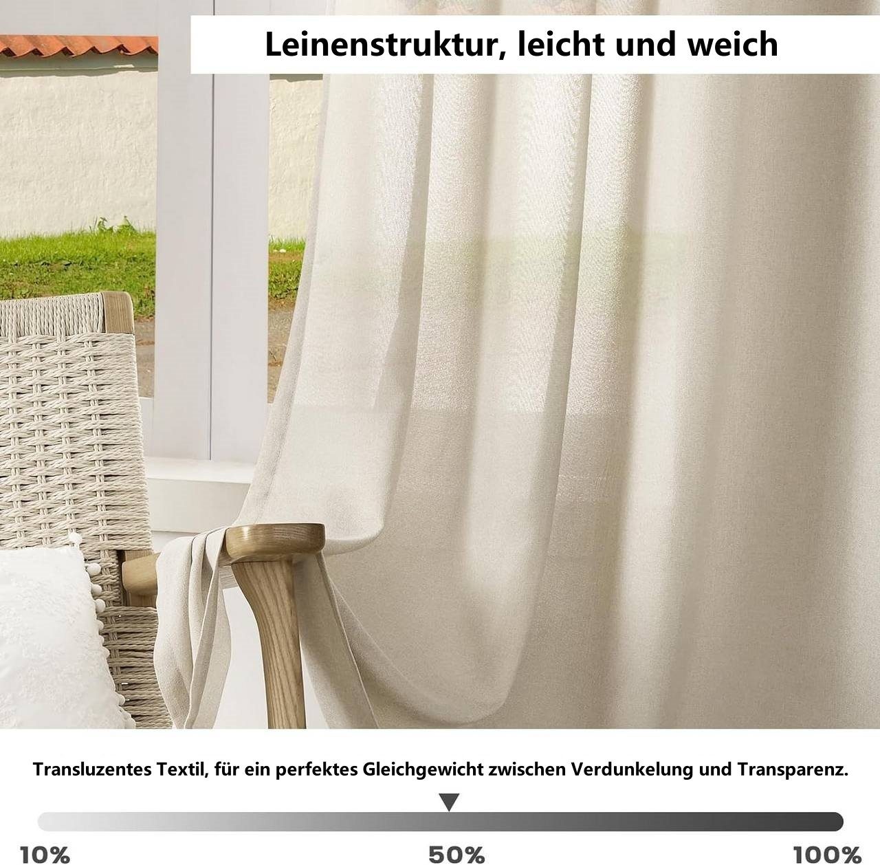 Woltu Gardine, Ösen (2 St), halbtransparent, günstig online kaufen