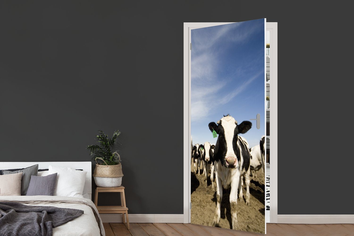 MuchoWow Türtapete Kuh - Sand cm für 75x205 Tiere, Tür, (1 Matt, bedruckt, Fototapete St), Türaufkleber, 