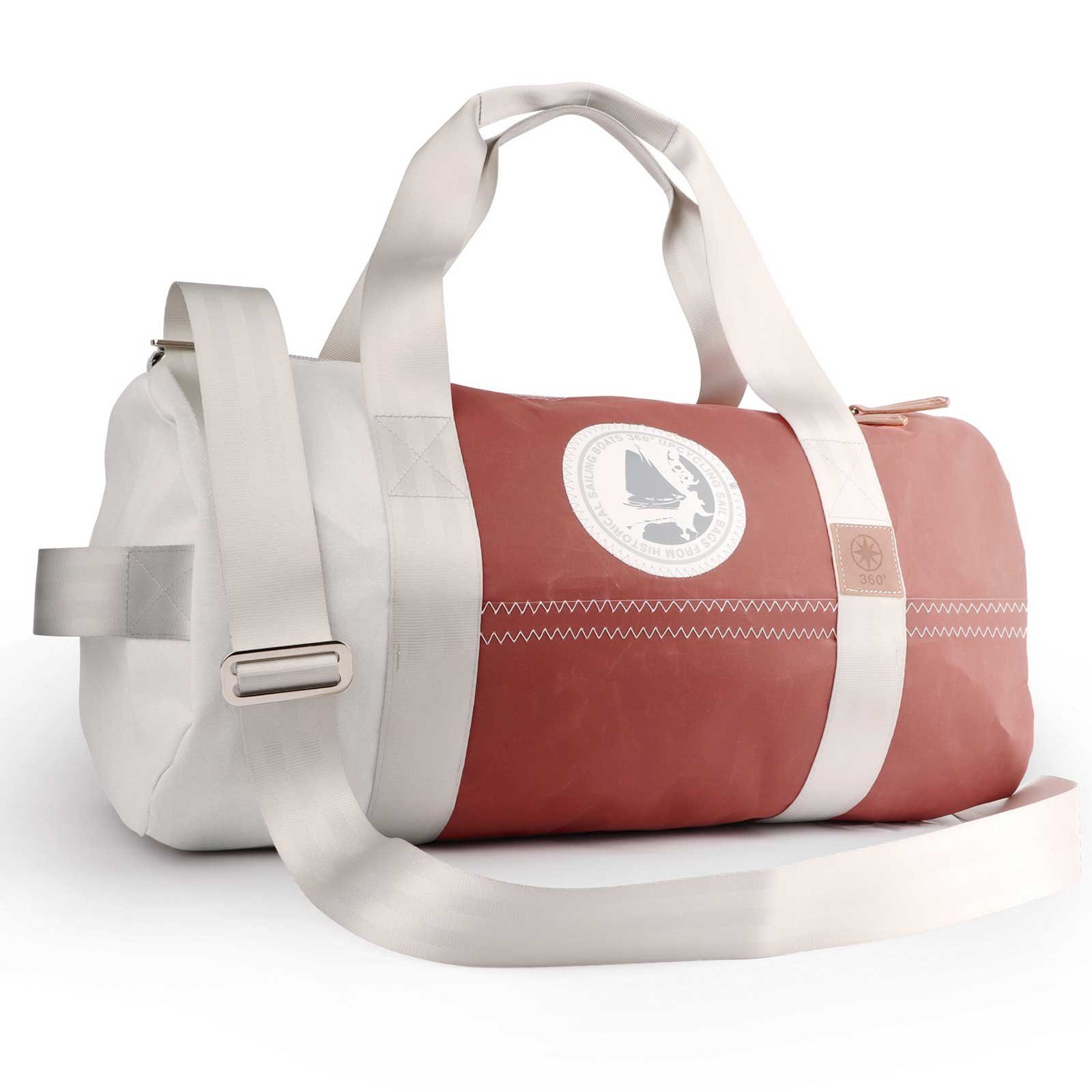 360Grad Reisetasche Pirat Umhänge-Tasche Segeltuch weiß-braun