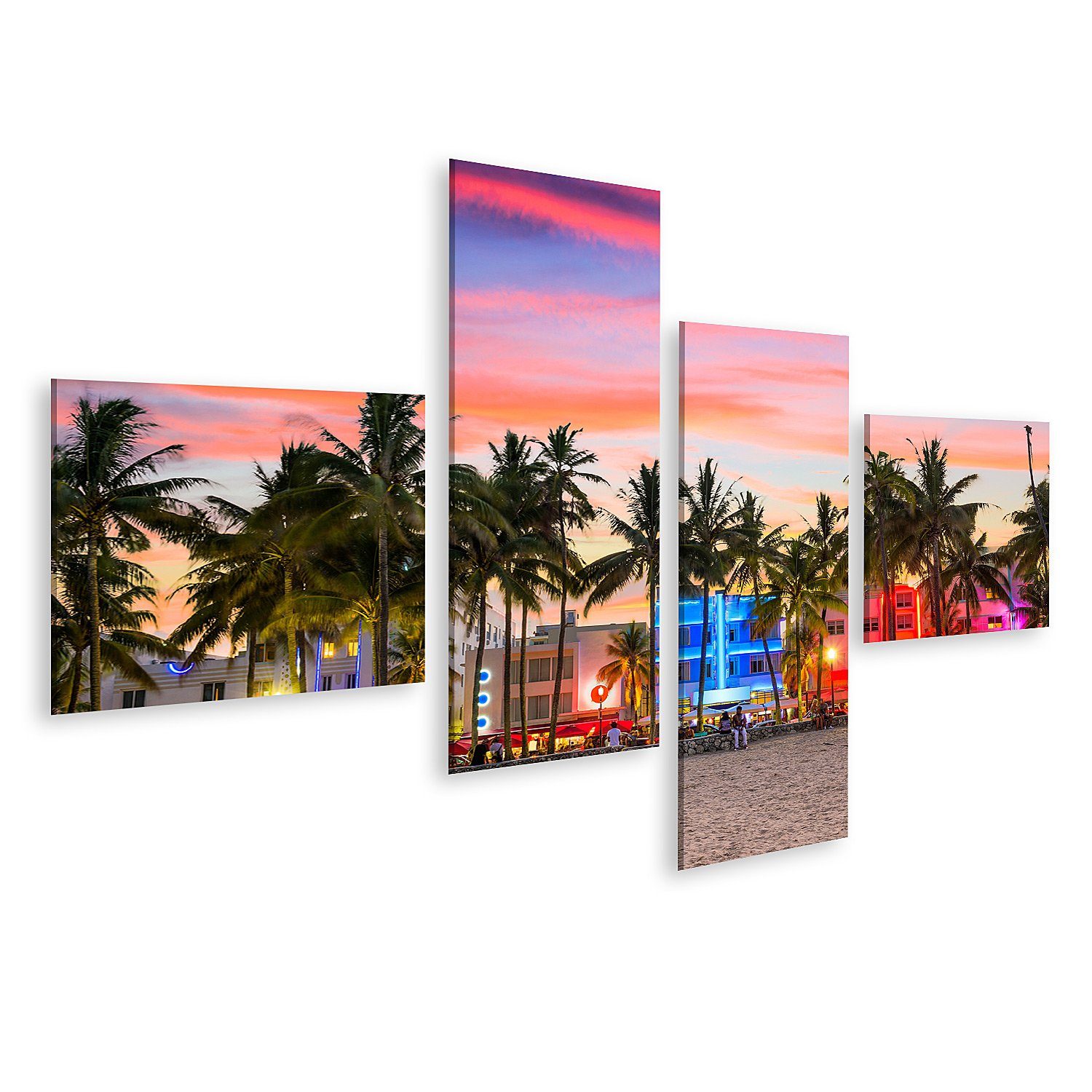 islandburner Leinwandbild Bild auf Leinwand Miami Florida Usa Stadtbild am Strand von Miami am O