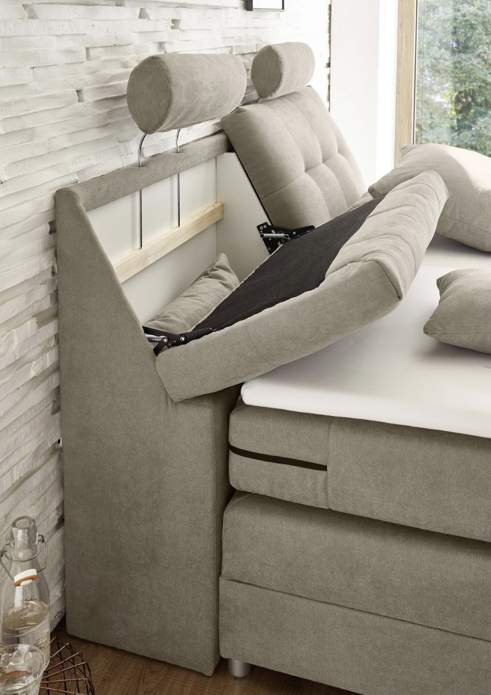 ED EXCITING DESIGN Boxspringbett Palermo 120/180x200 Elektrofunktion & 7-Zonen-TTFK-Matratze + Topper (Komplettbett mit Motor & Stauraum, inkl. Matratze, Topper, Unterbox), Elektrisches Kopf- & Fußteil, 7-Zonen-TTFK-Matratze & T25-Topper