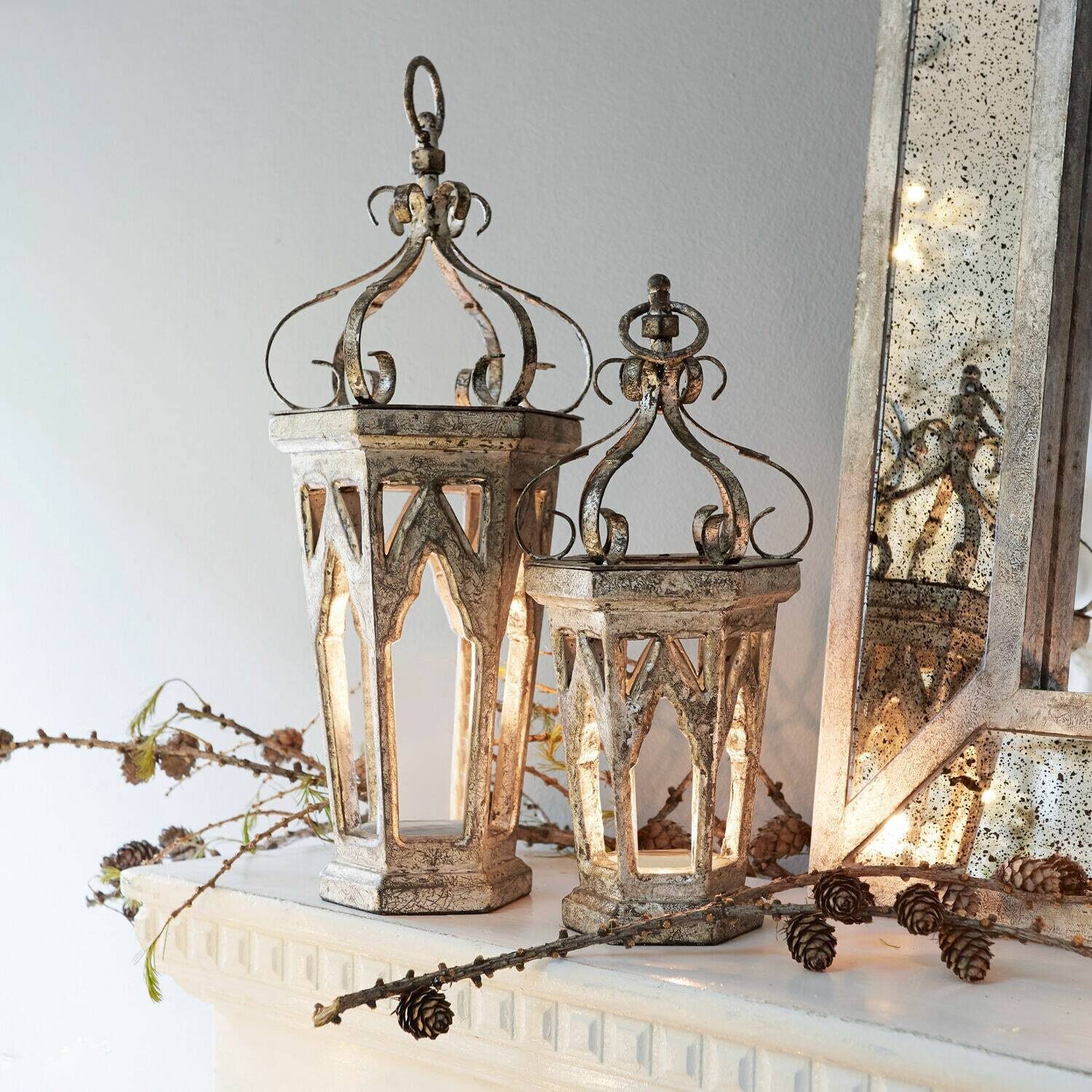 Mirabeau Weihnachtsfigur Deko-Objekt 2er Set Morvant antiksilber (2er Set, 2er Set)